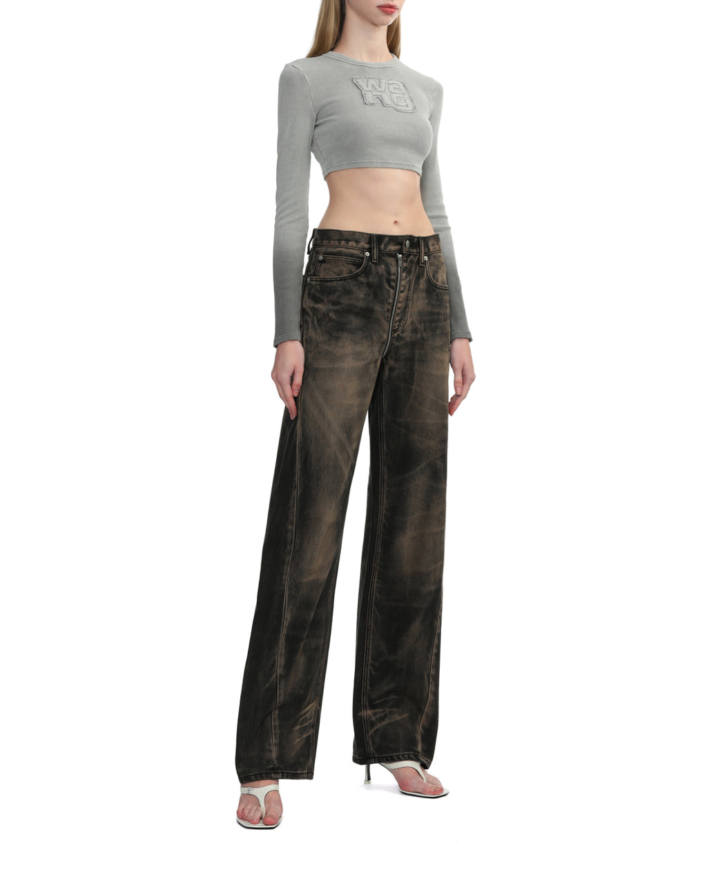 Balloon jeans with front to back zip