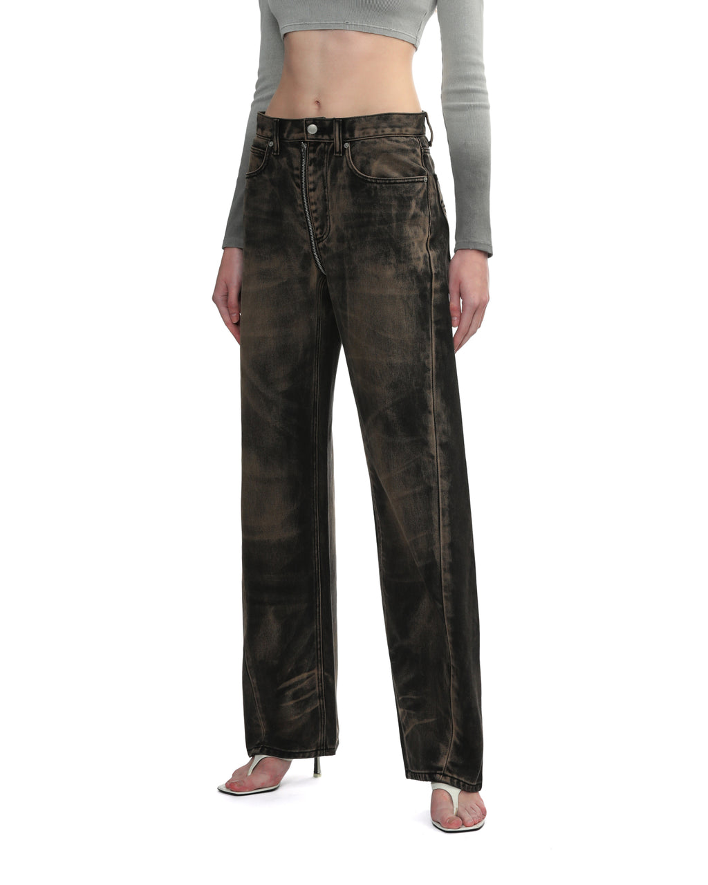 Balloon jeans with front to back zip
