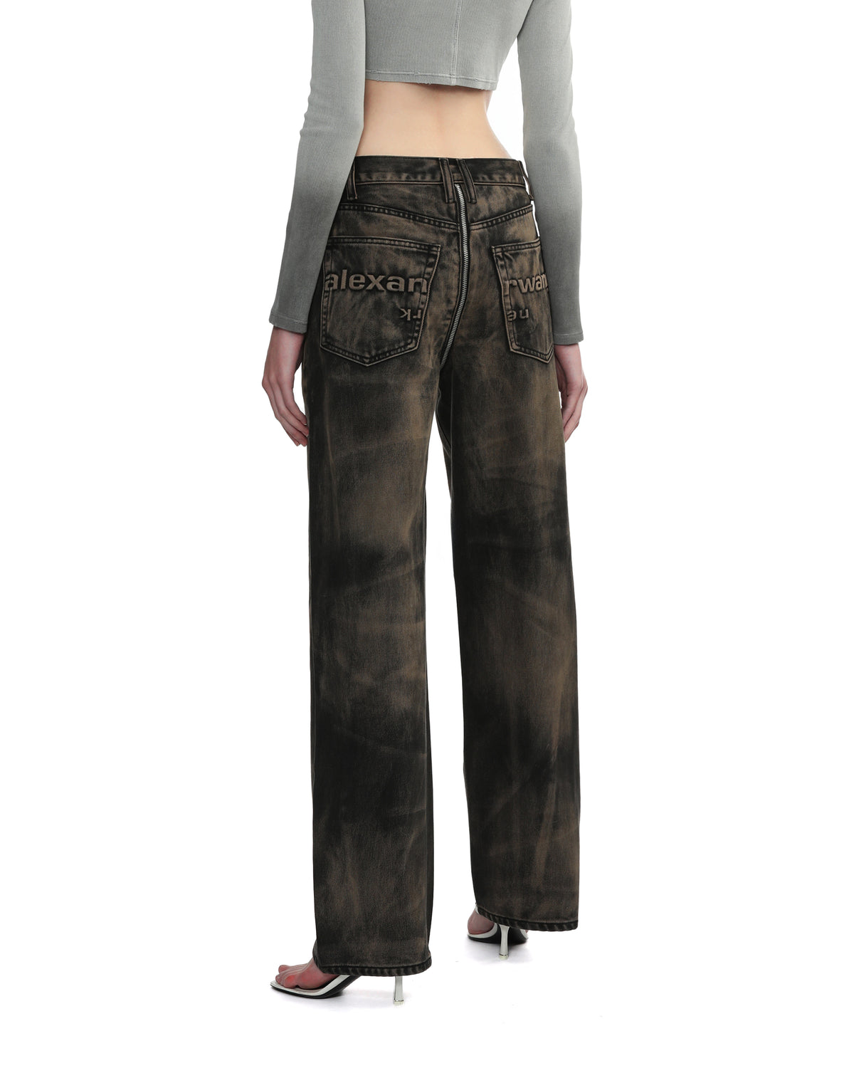 Balloon jeans with front to back zip