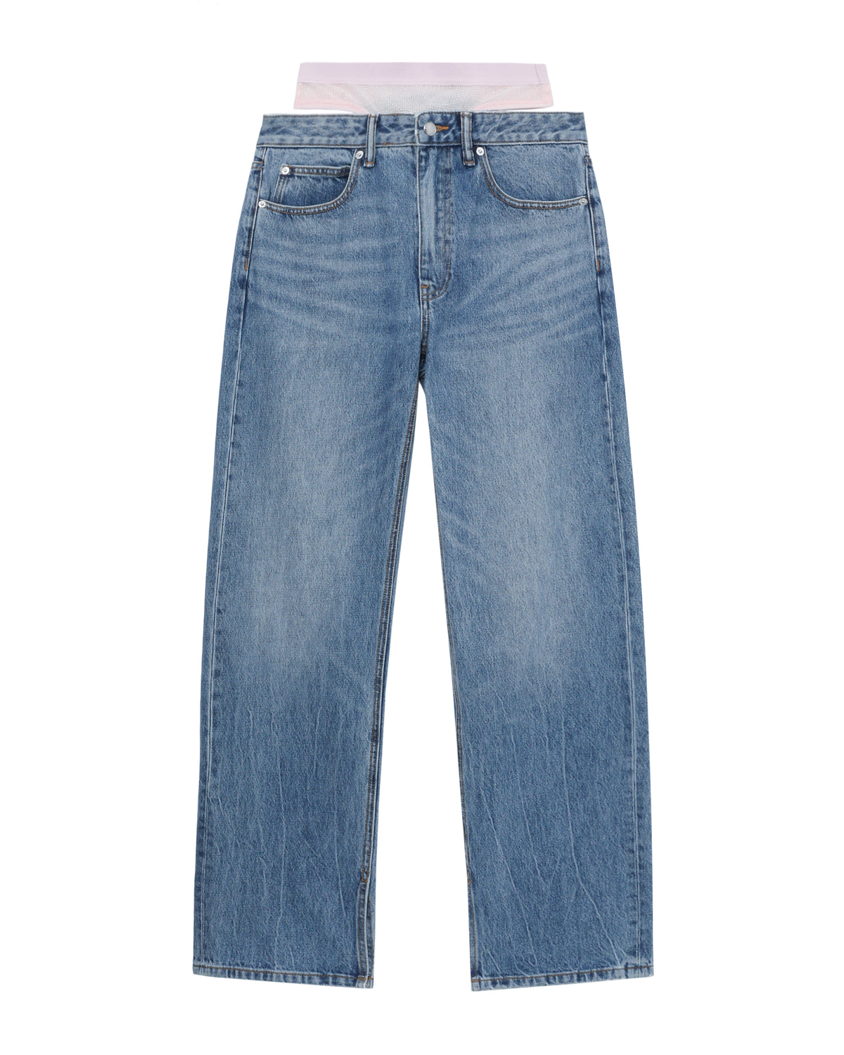 Pre-styled slit-hem jeans