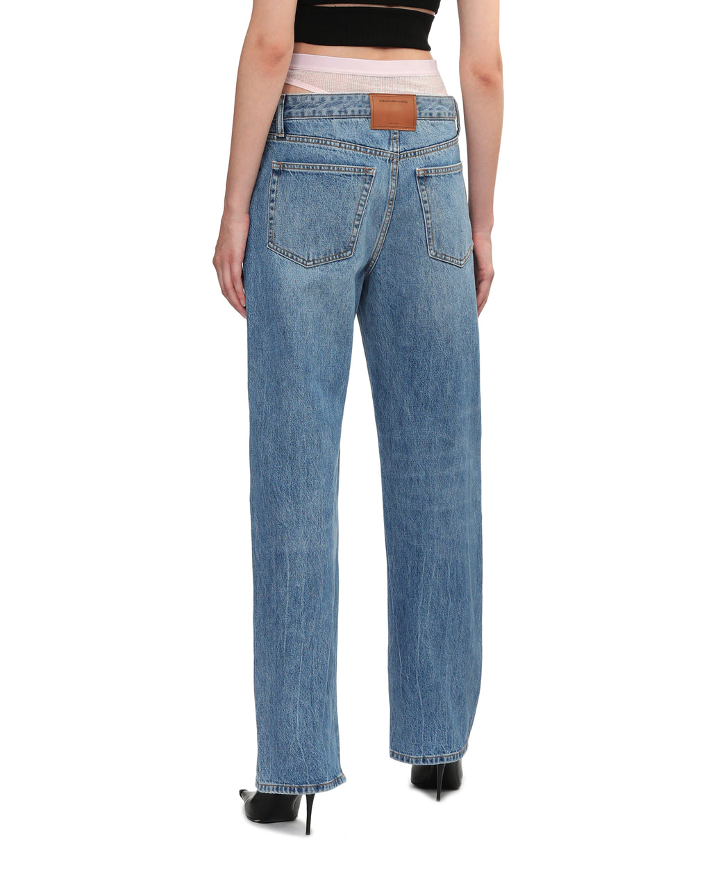 Pre-styled slit-hem jeans