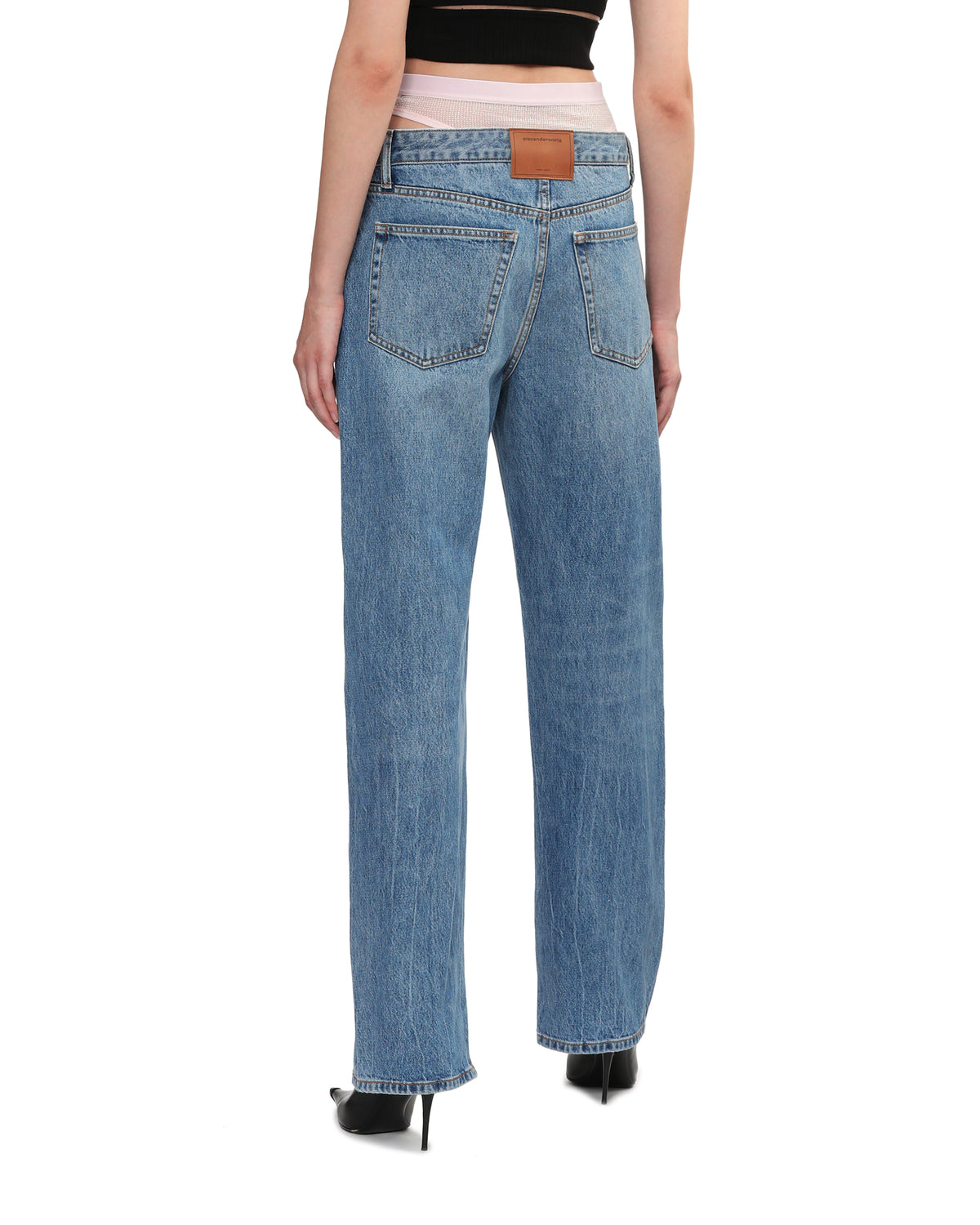 Pre-styled slit-hem jeans