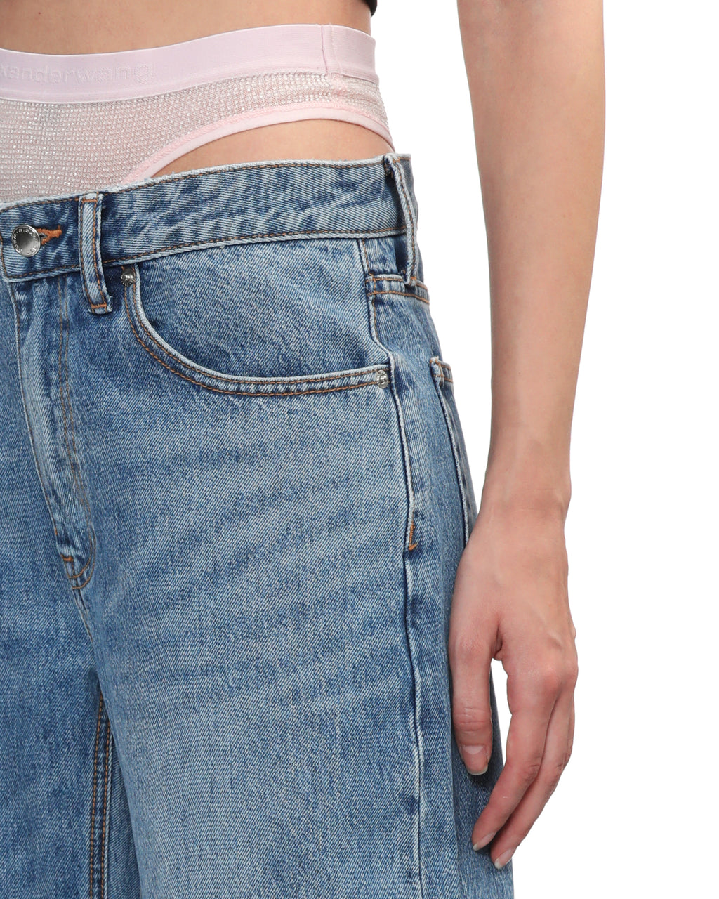 Pre-styled slit-hem jeans