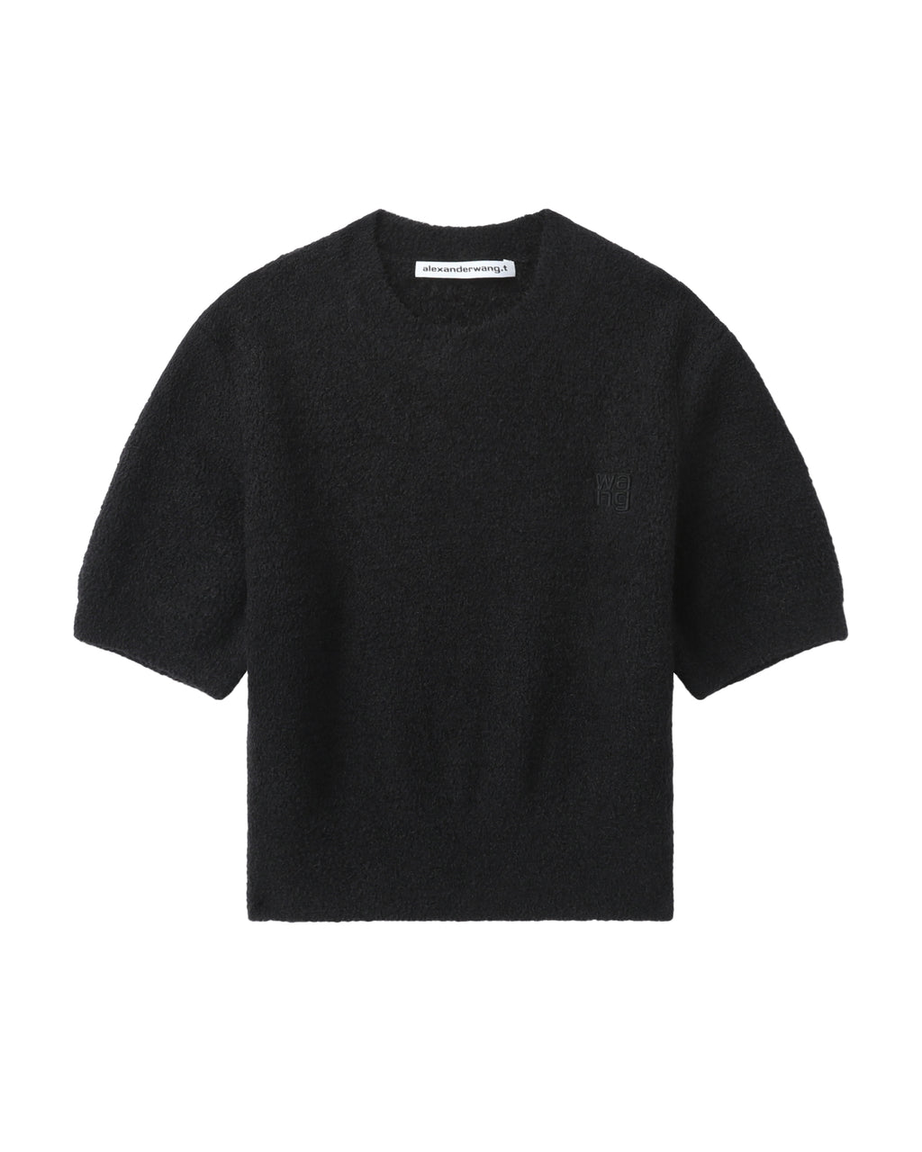 Logo knit short sleeve crop top