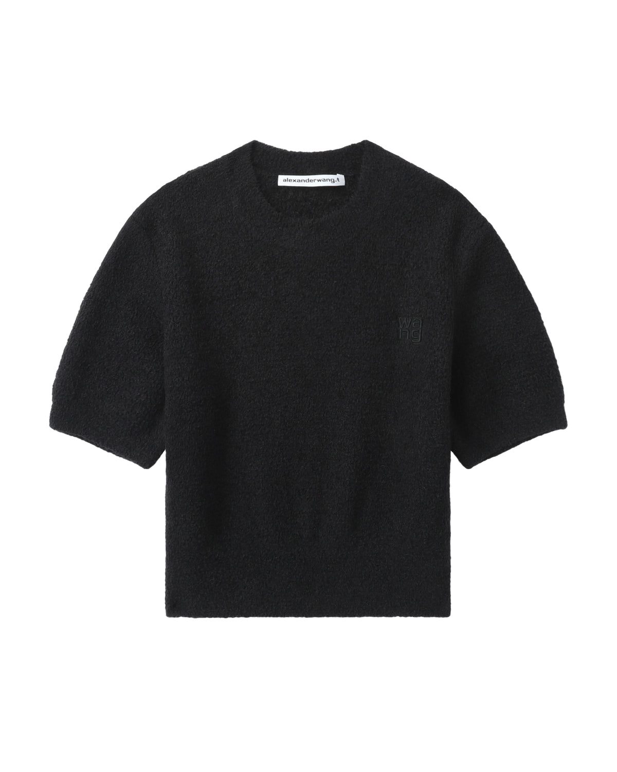 Logo knit short sleeve crop top