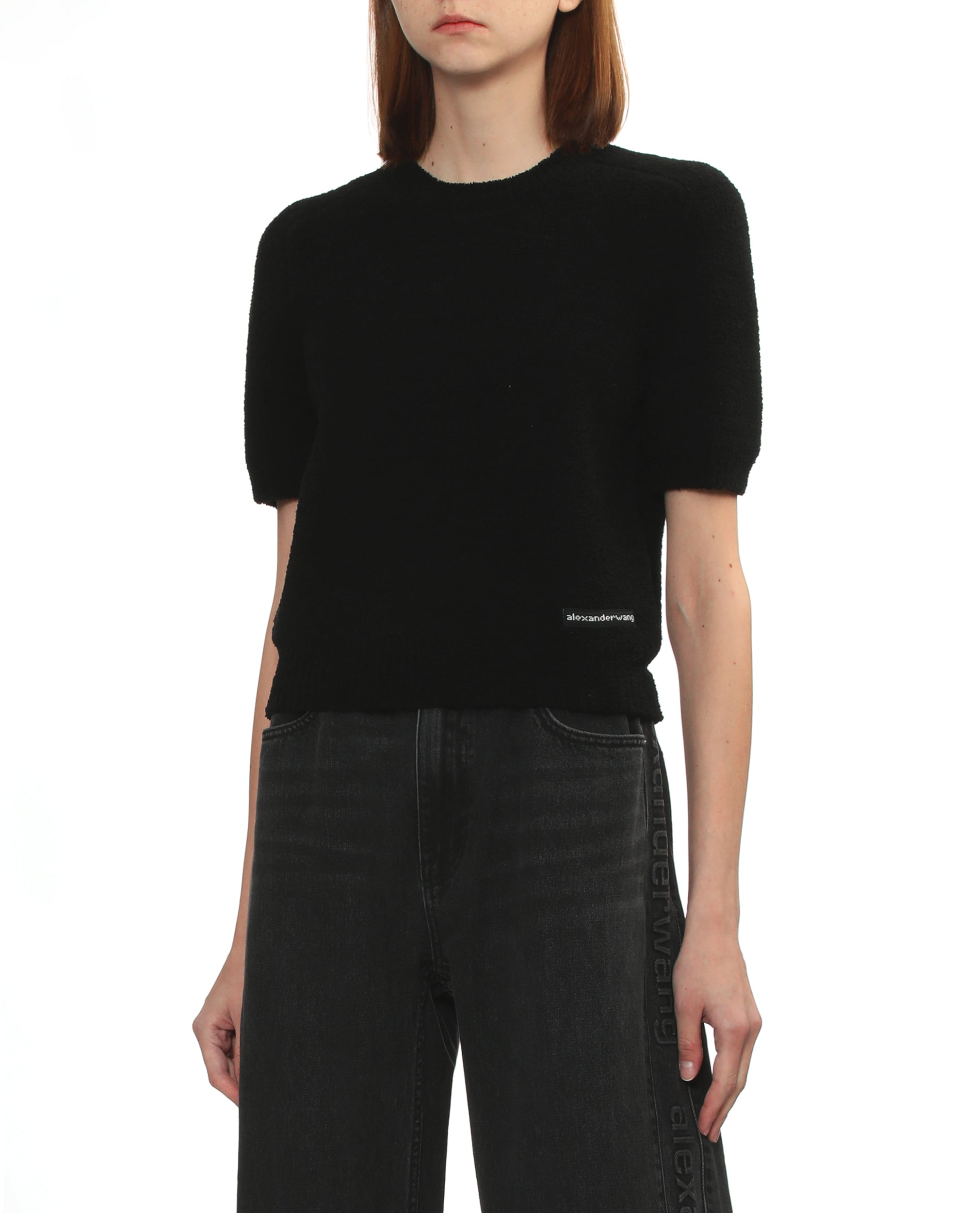 Short sleeve crew neck sweater