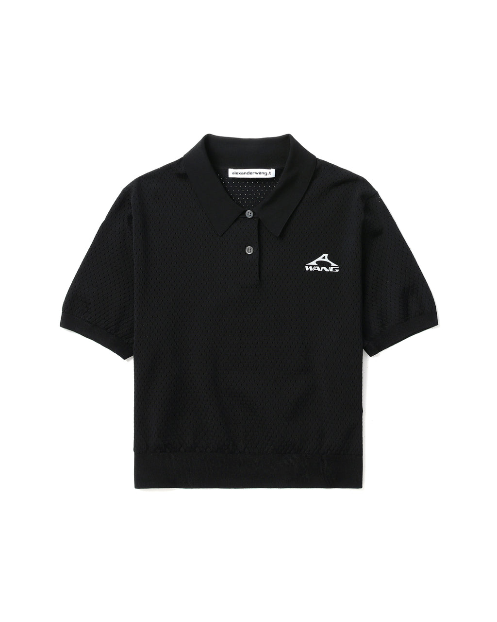 3D logo mesh cropped polo shirt