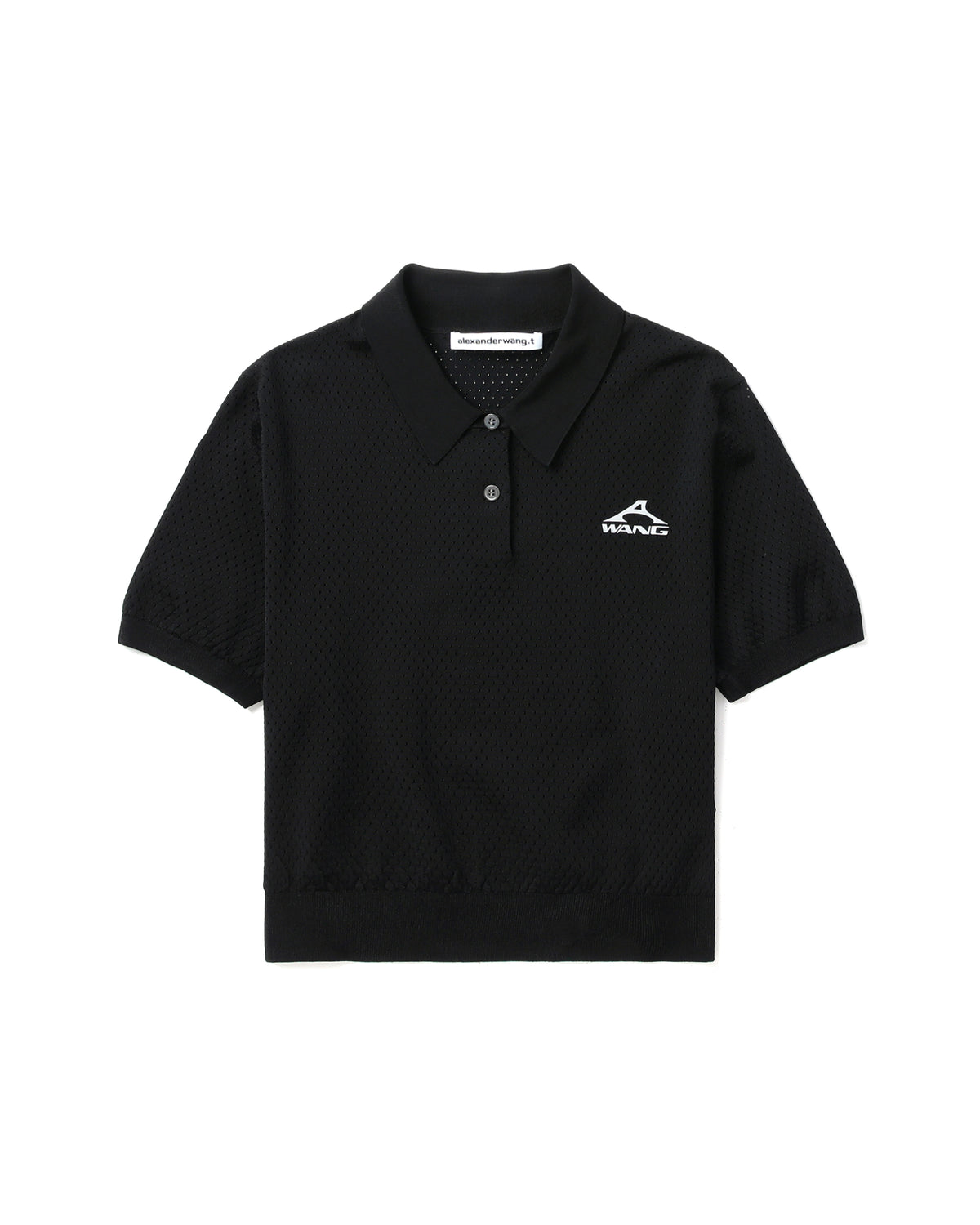 3D logo mesh cropped polo shirt