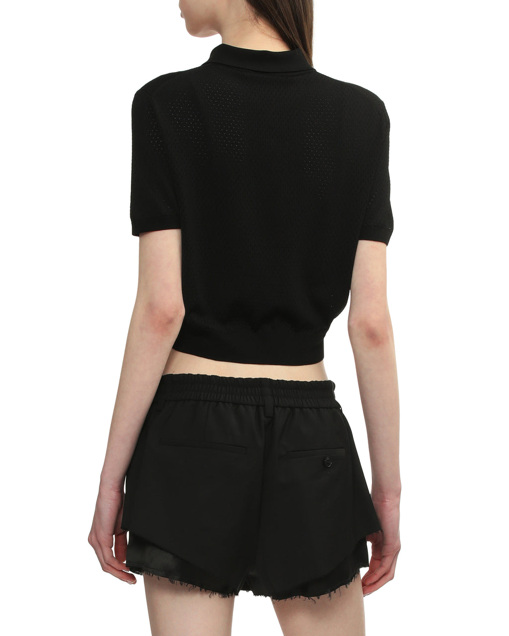 3D logo mesh cropped polo shirt