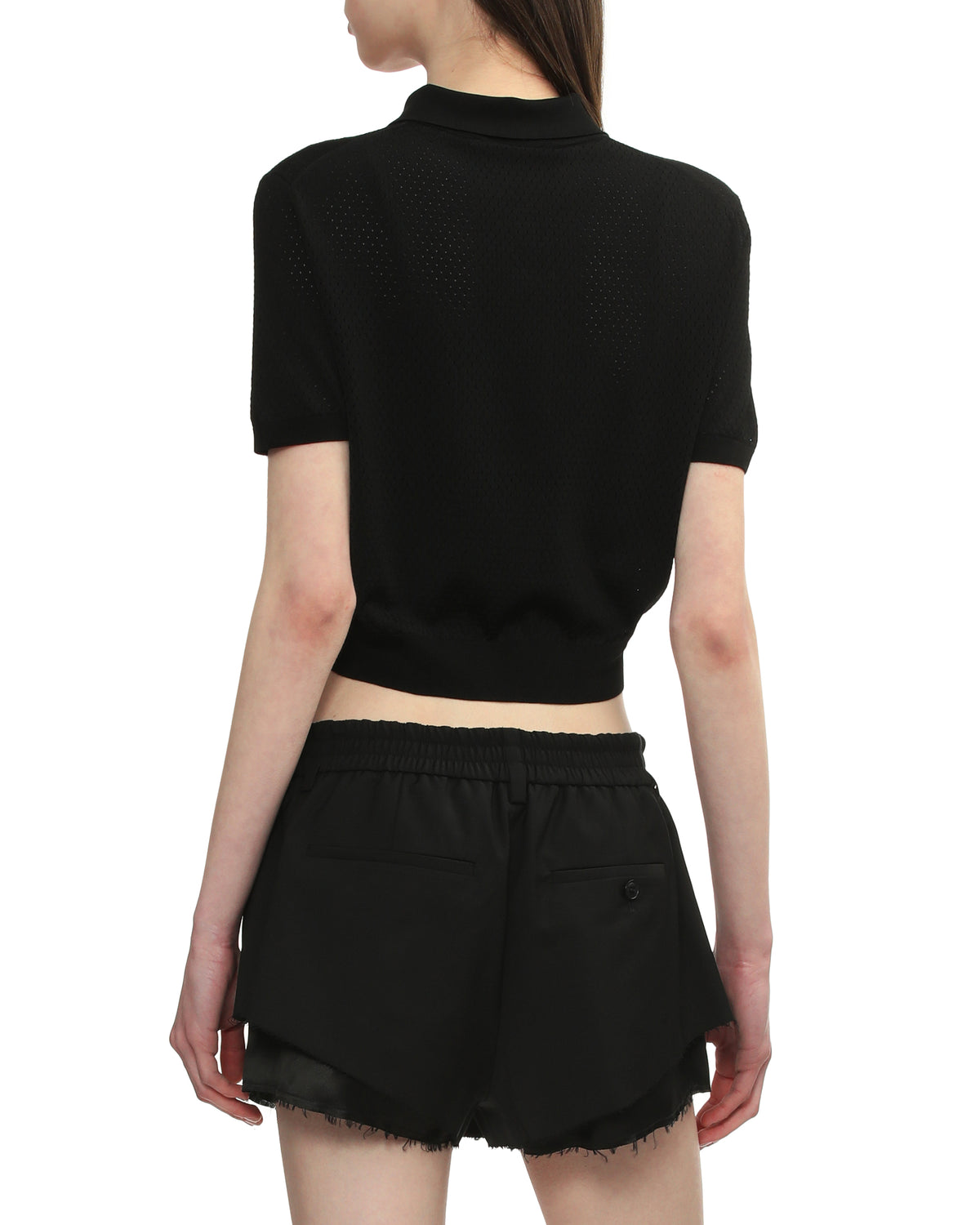 3D logo mesh cropped polo shirt