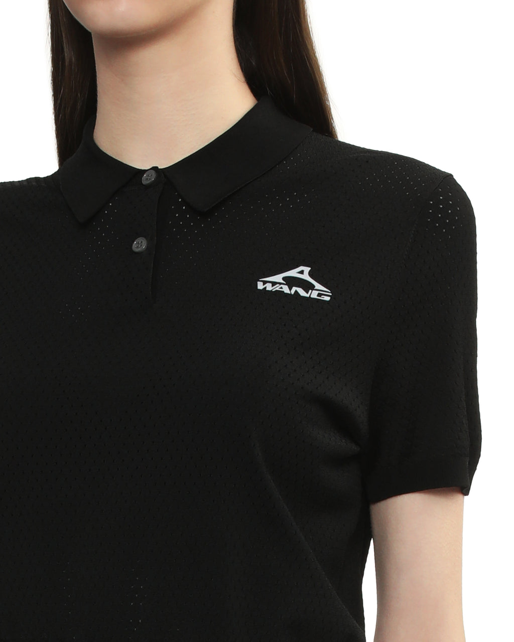 3D logo mesh cropped polo shirt
