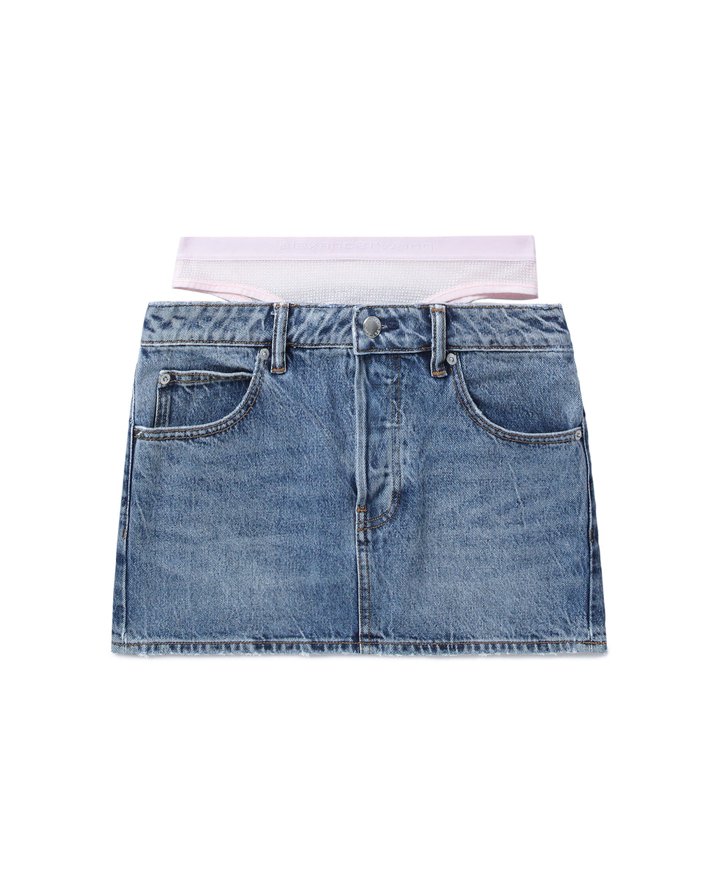 Pre-styled crystal hotfix denim mini skirt