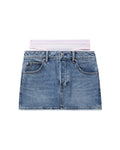 Pre-styled crystal hotfix denim mini skirt