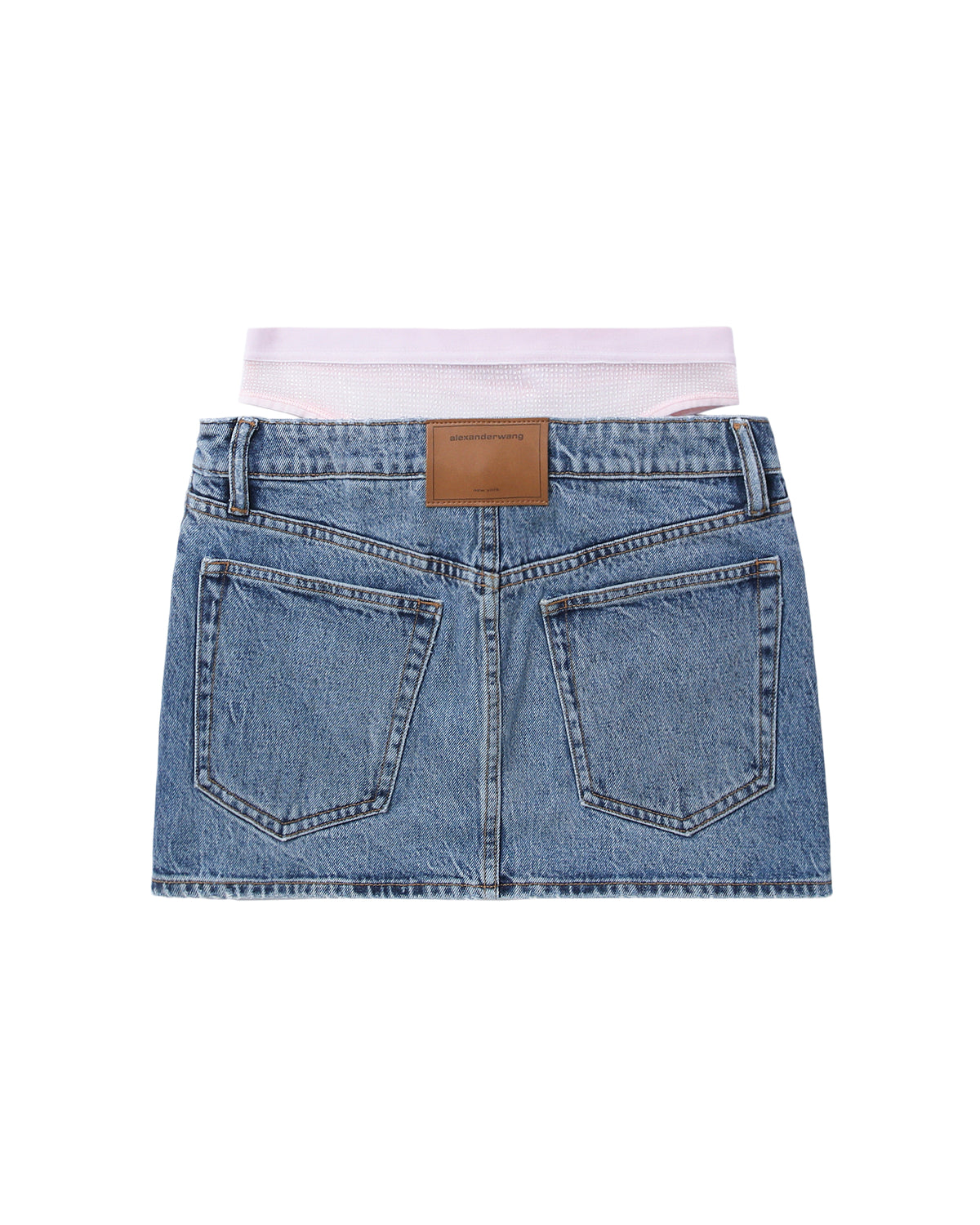 Pre-styled crystal hotfix denim mini skirt