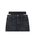 Pre-styled crystal hotfix denim mini skirt