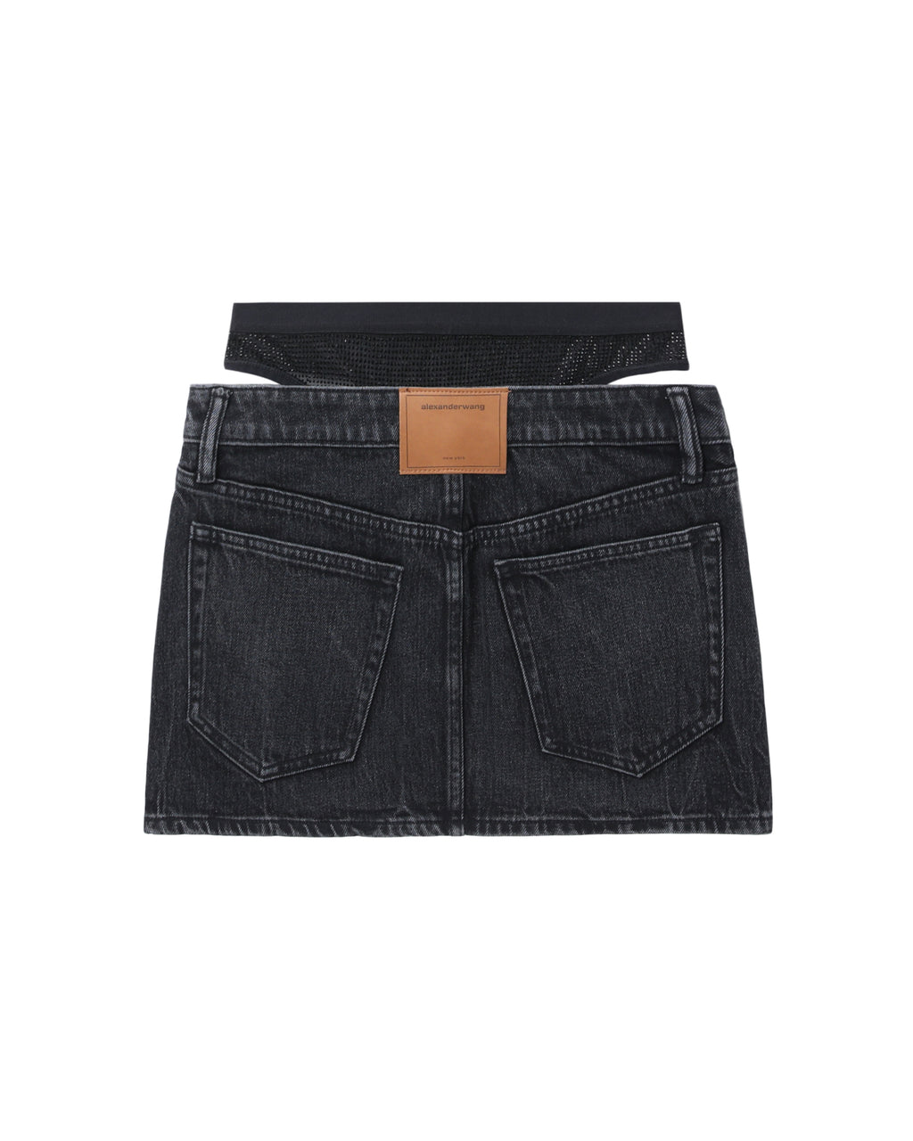 Pre-styled crystal hotfix denim mini skirt