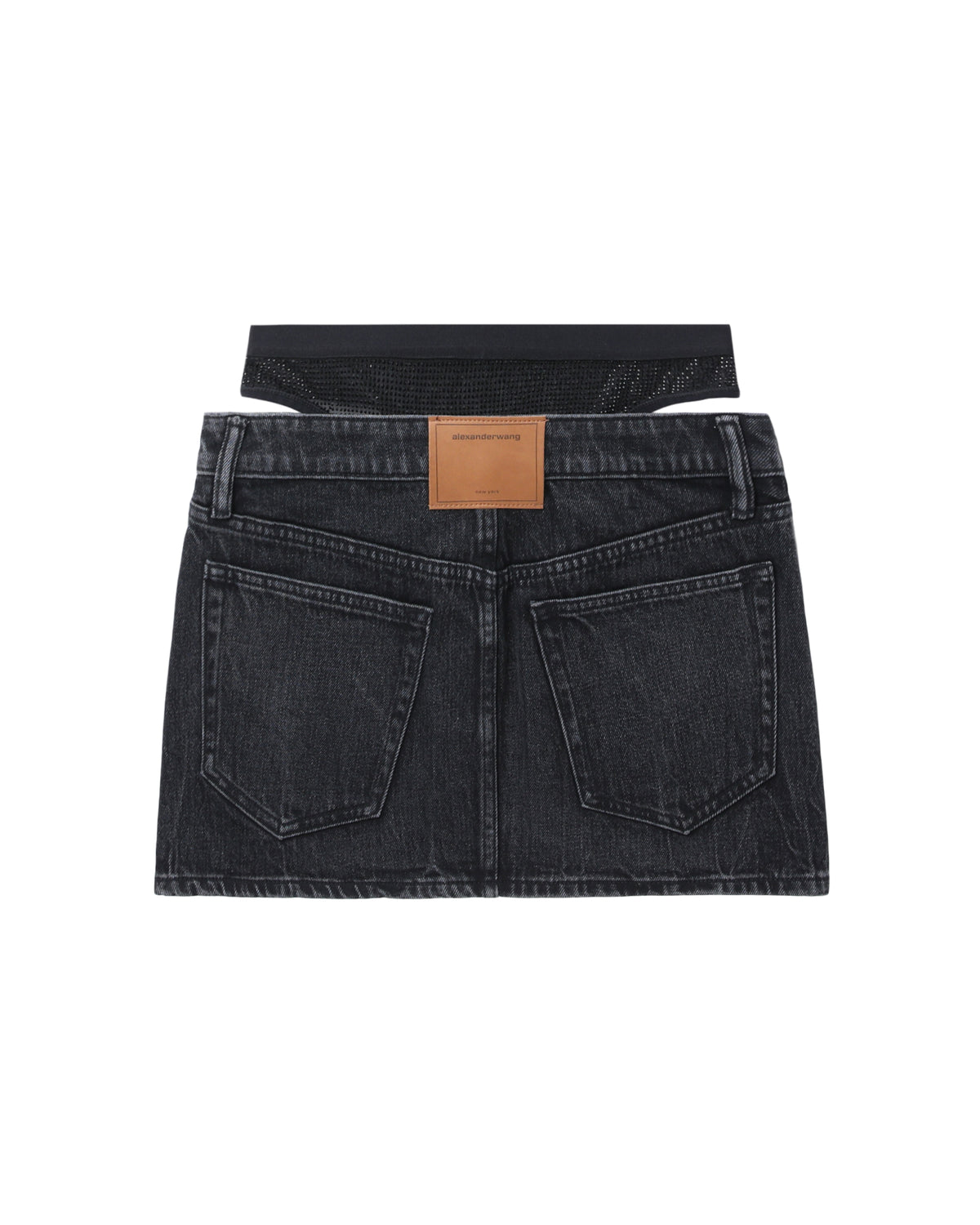 Pre-styled crystal hotfix denim mini skirt