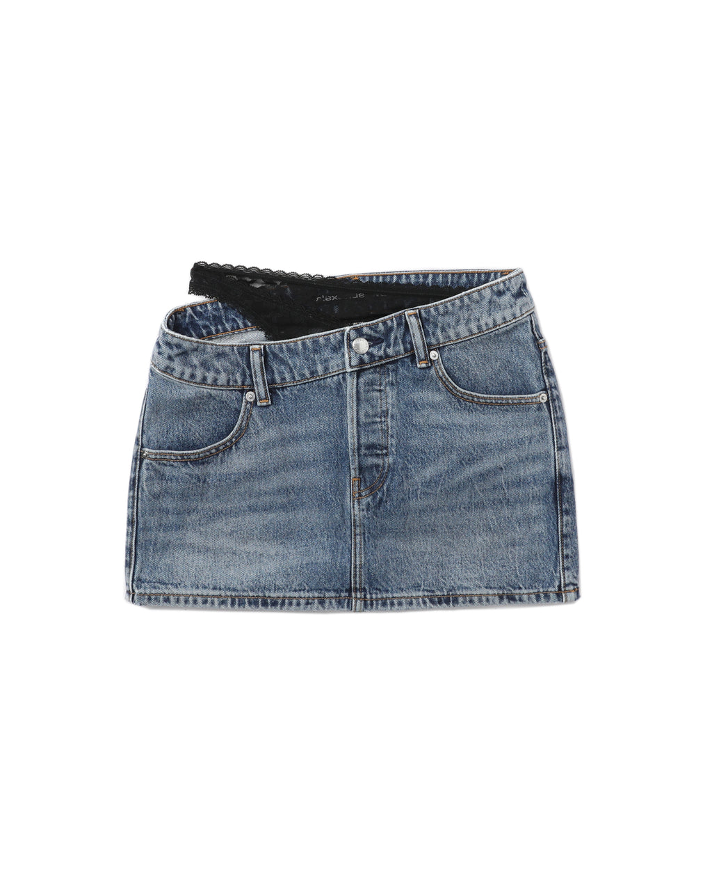 Denim asymmetric bikini layer mini skirt