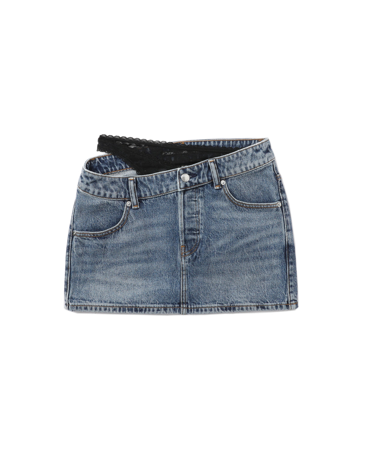 Denim asymmetric bikini layer mini skirt