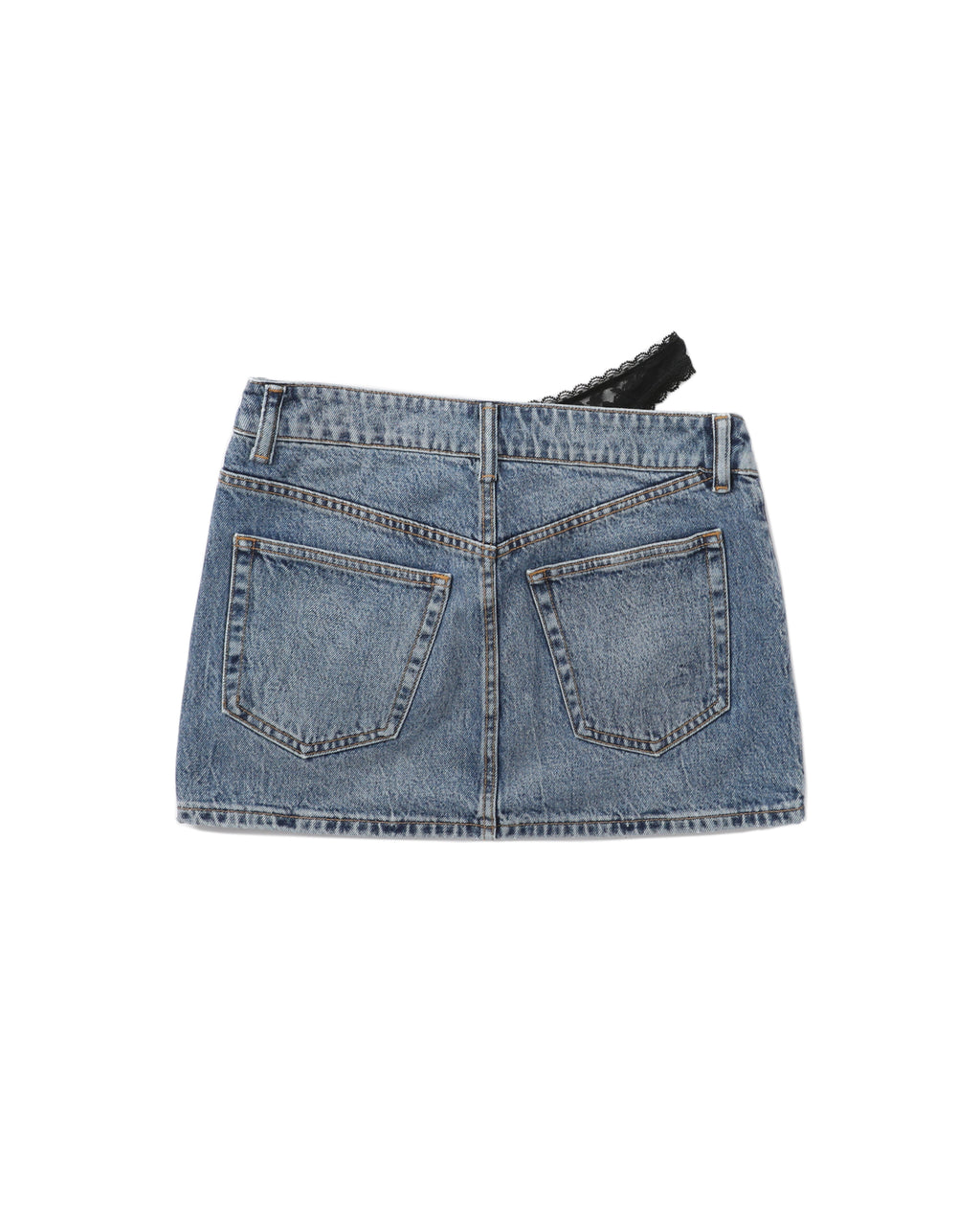 Denim asymmetric bikini layer mini skirt