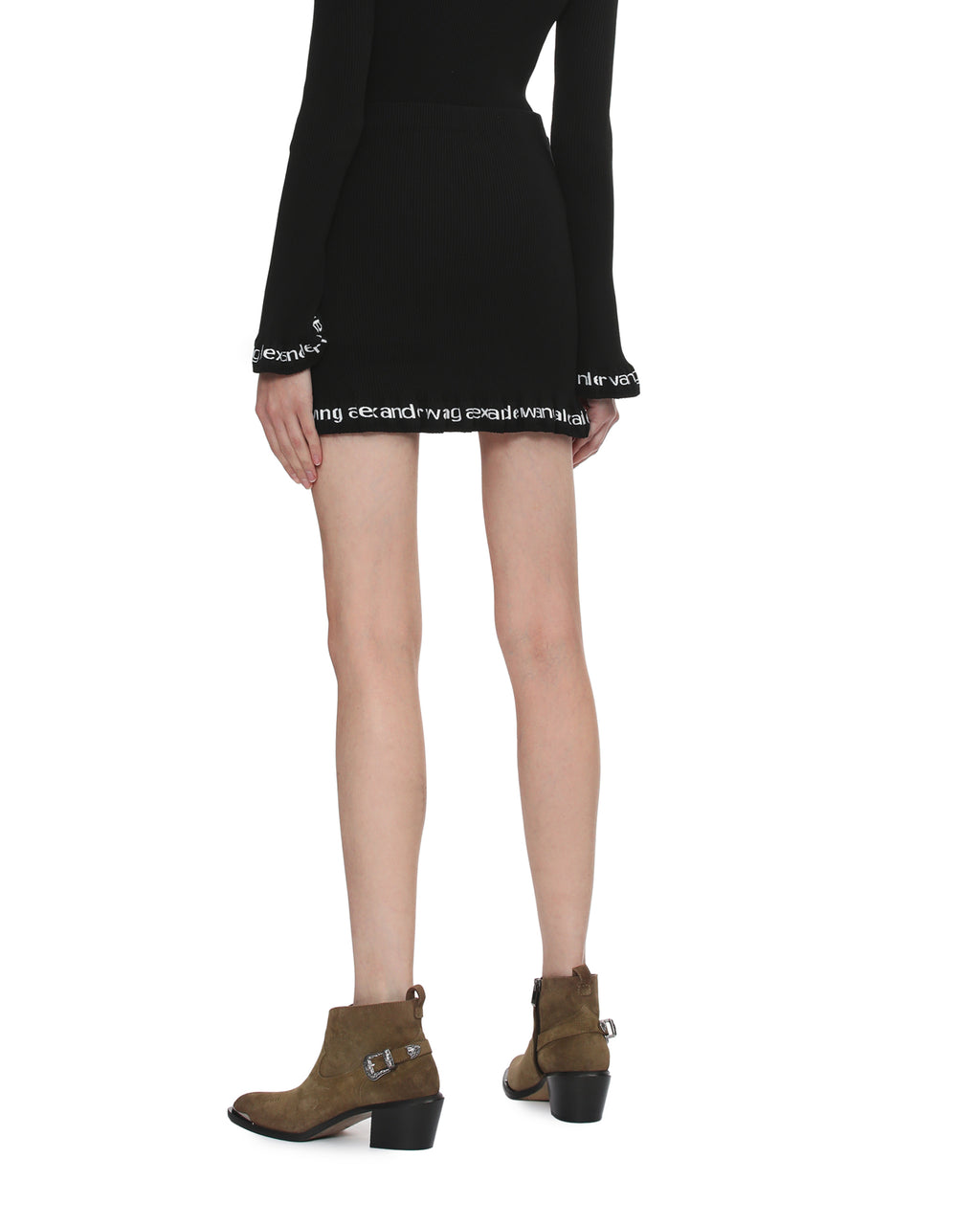 Ribbed mini skirt with logo