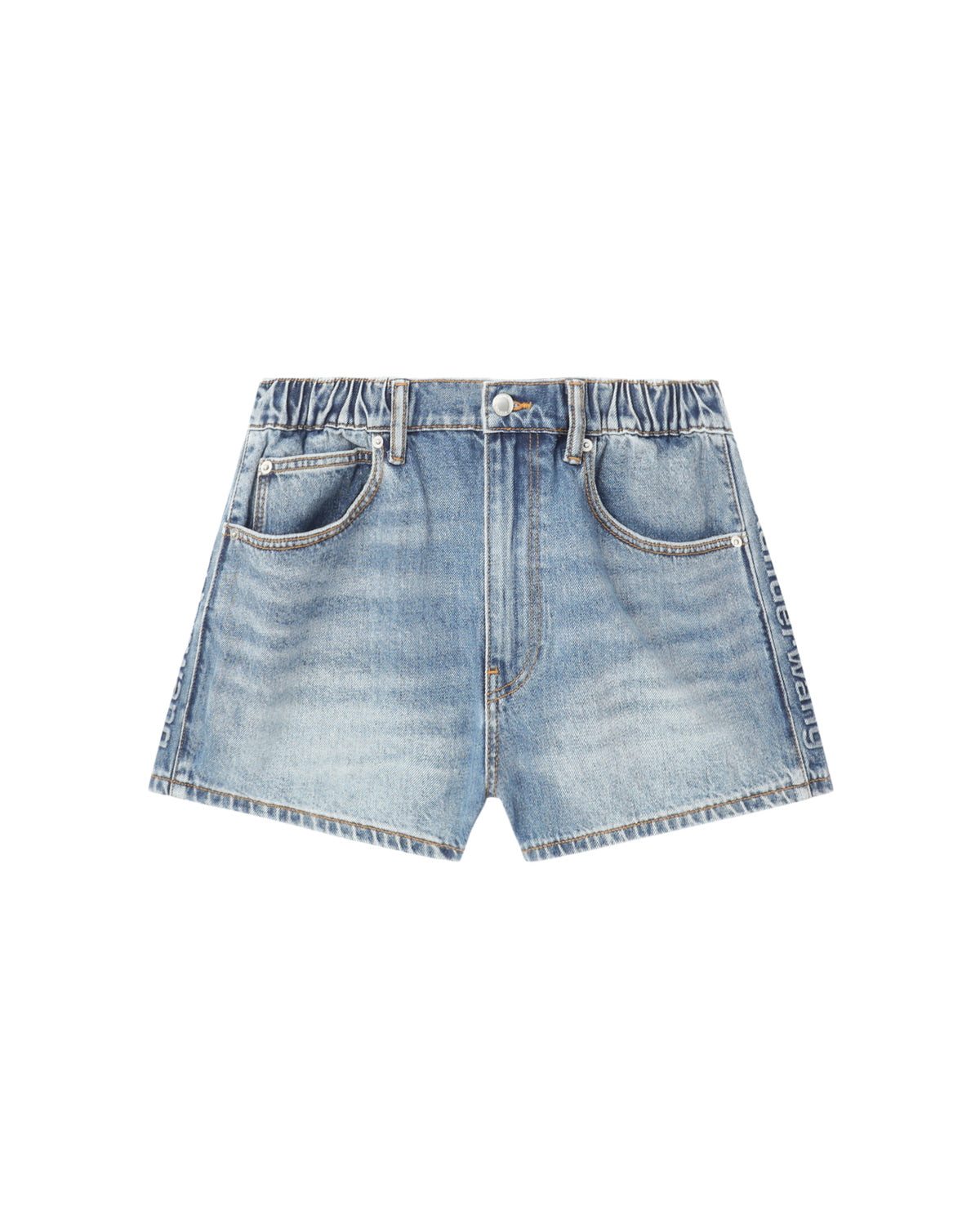 Marathon logo-embossed denim balloon jogger shorts