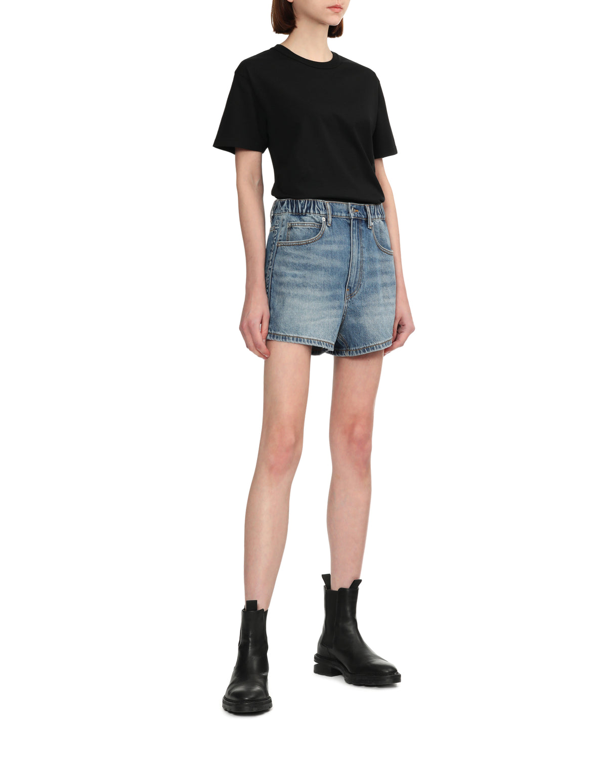 Marathon logo-embossed denim balloon jogger shorts