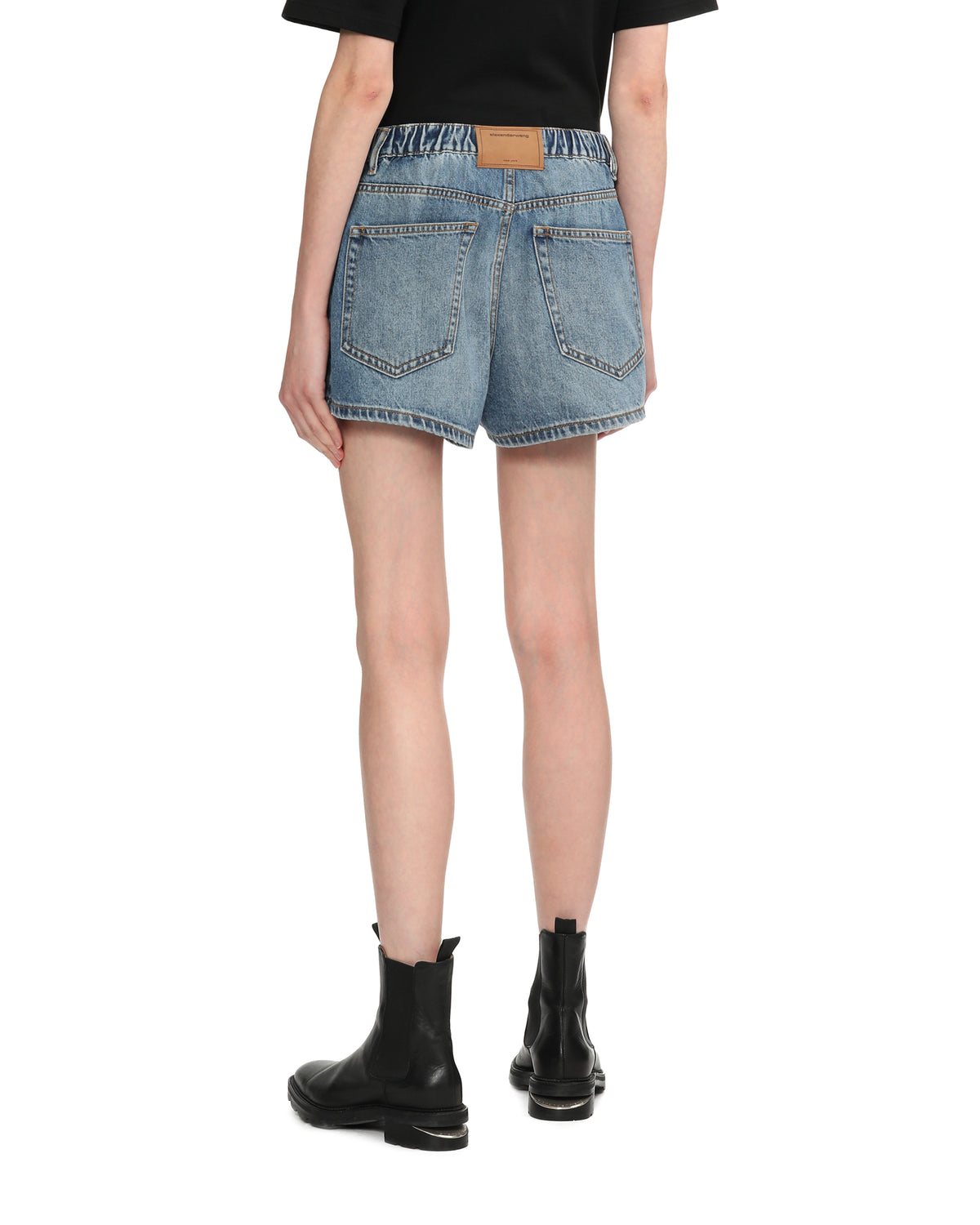 Marathon logo-embossed denim balloon jogger shorts