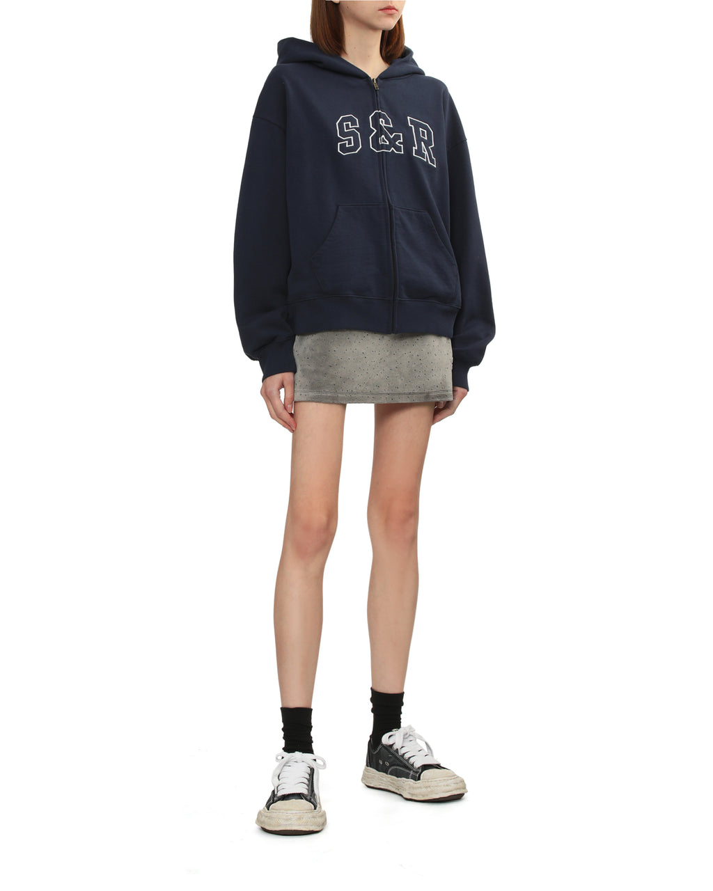 Mid-rise mini skort in crushed velour