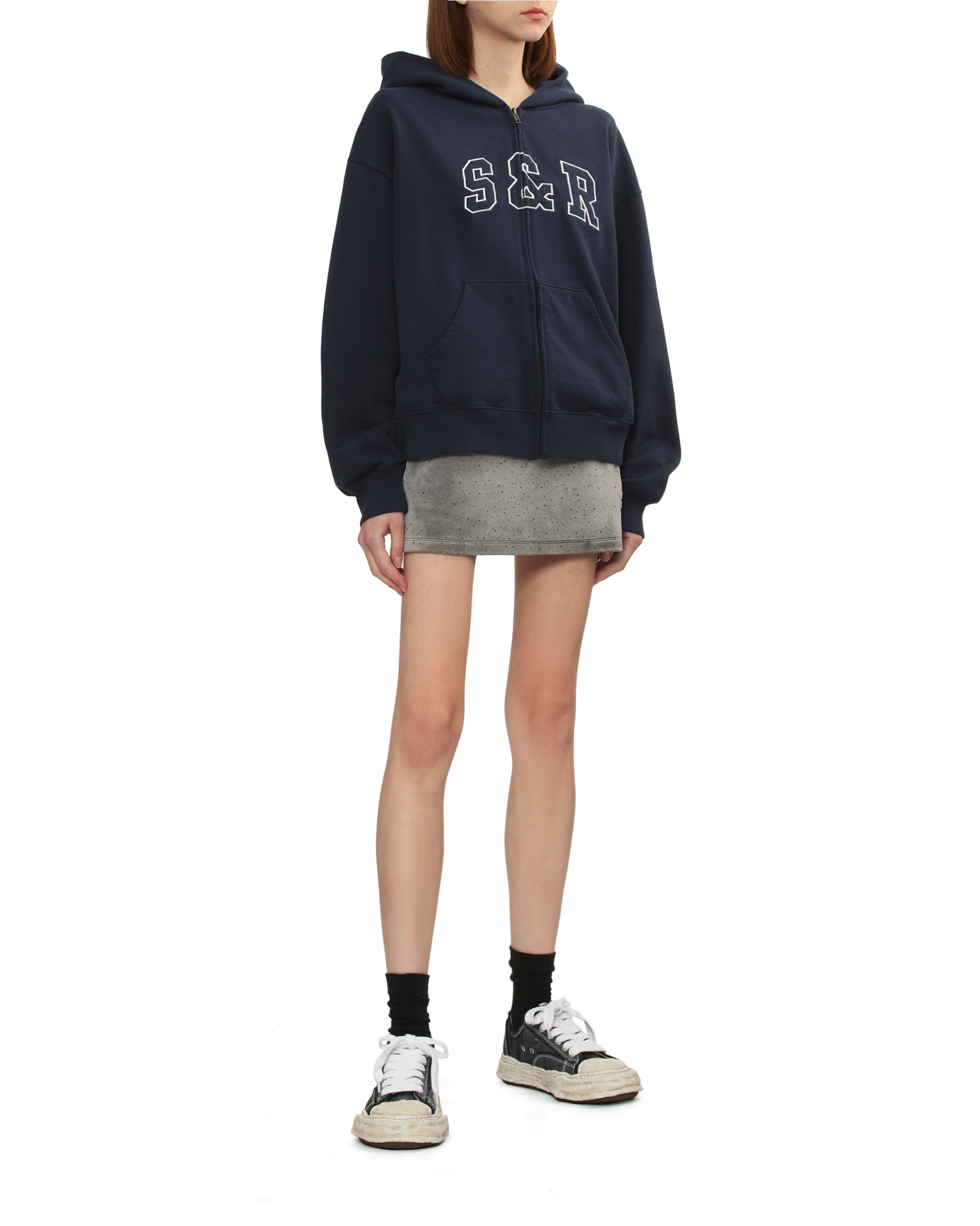Mid-rise mini skort in crushed velour