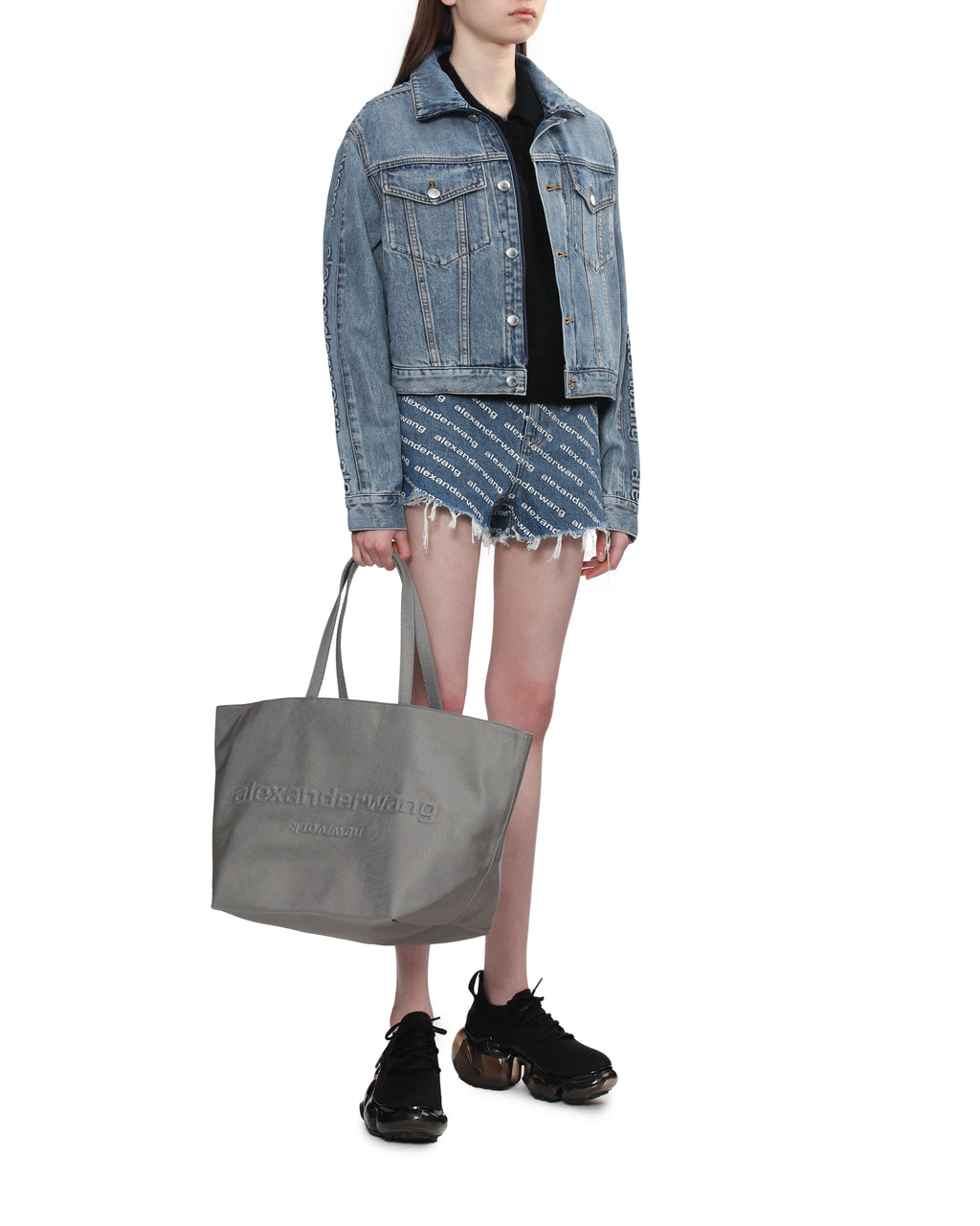 Branded denim shorts