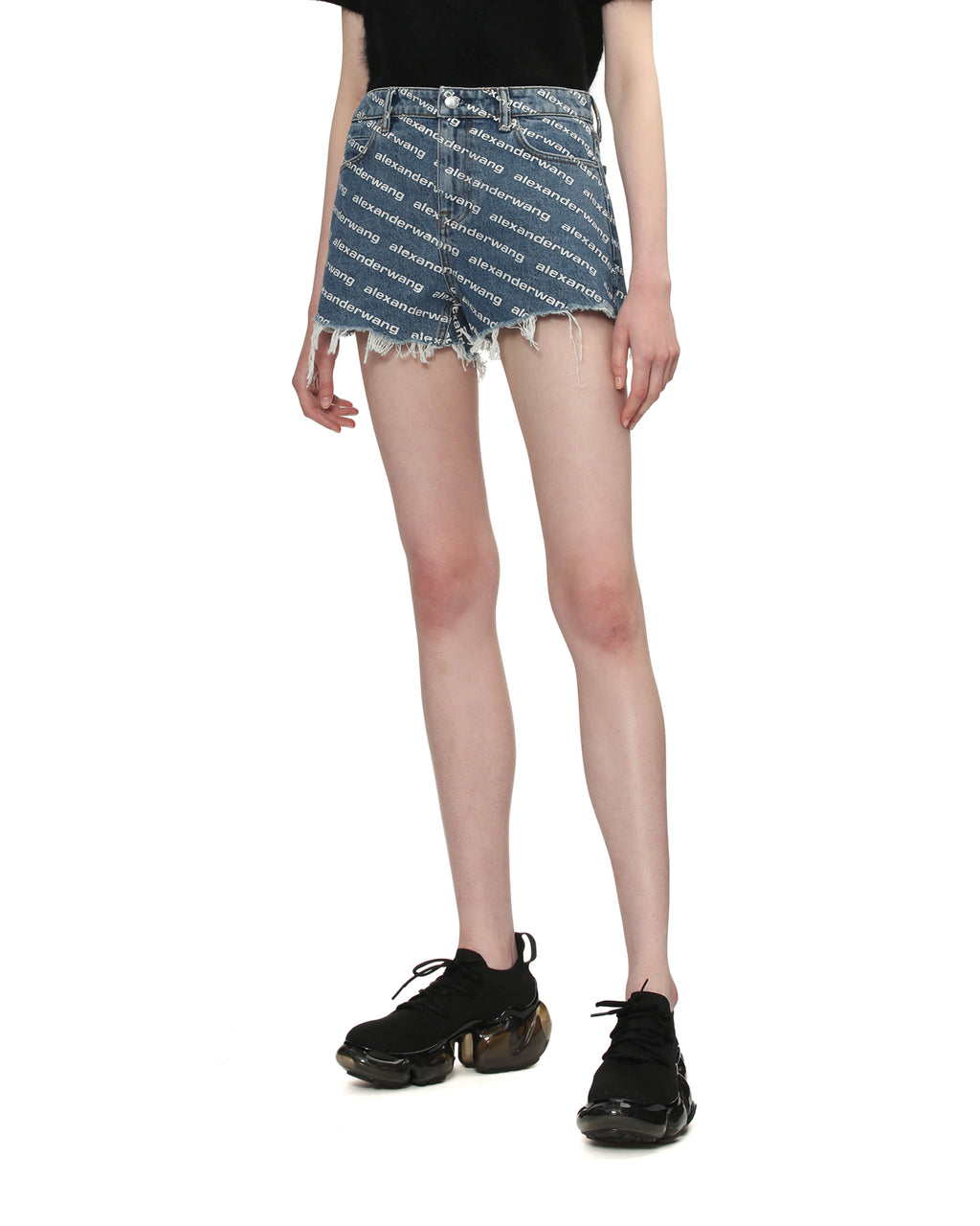 Branded denim shorts