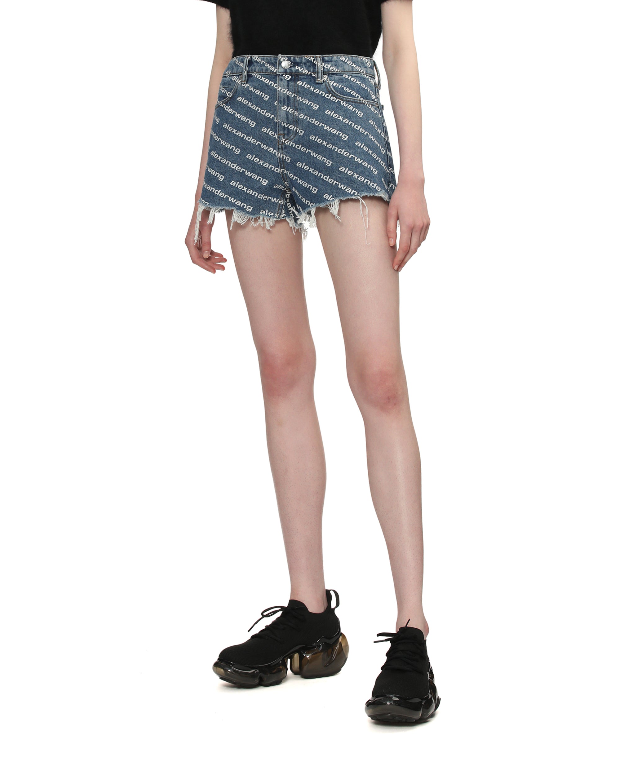 Branded denim shorts