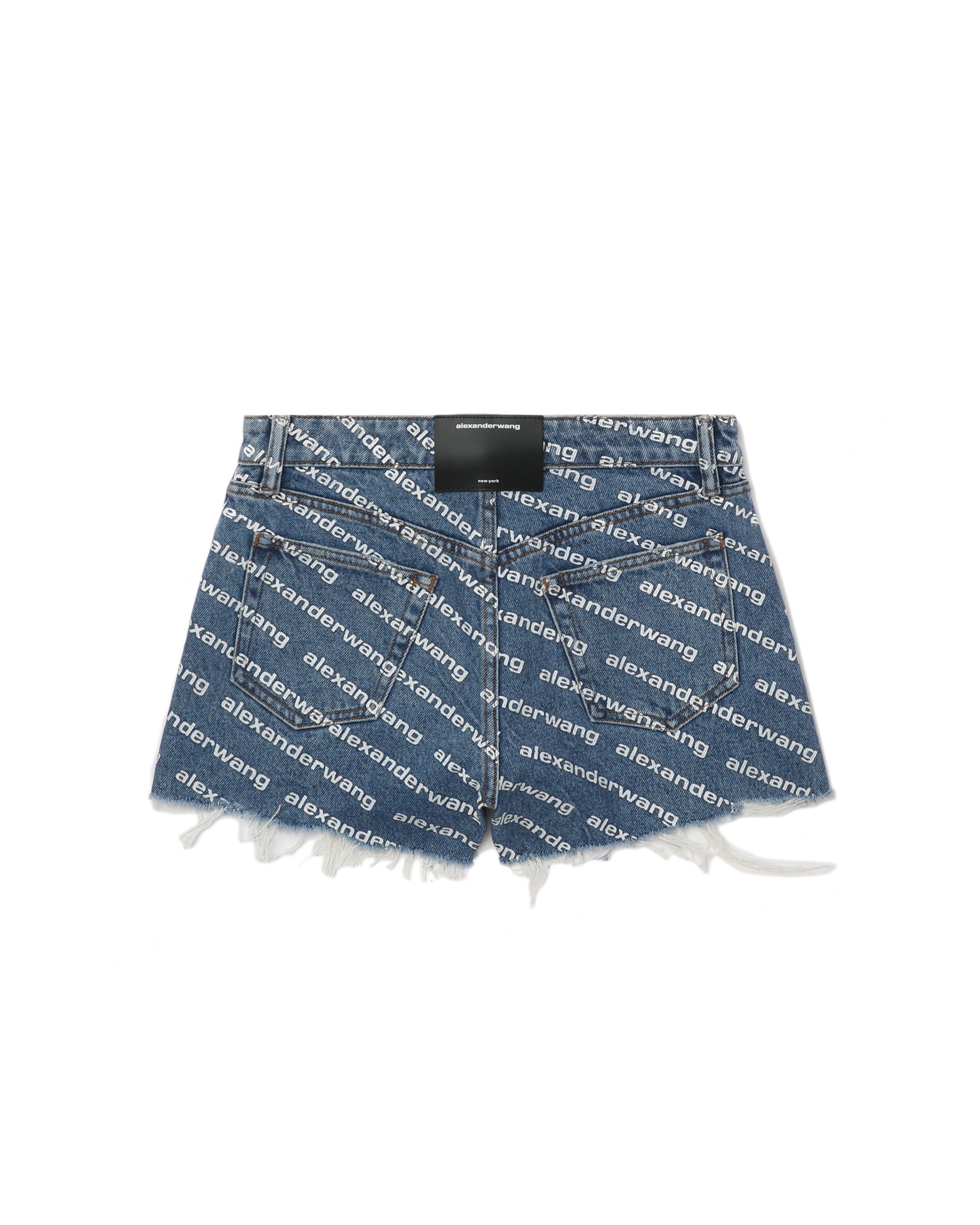 Branded denim shorts