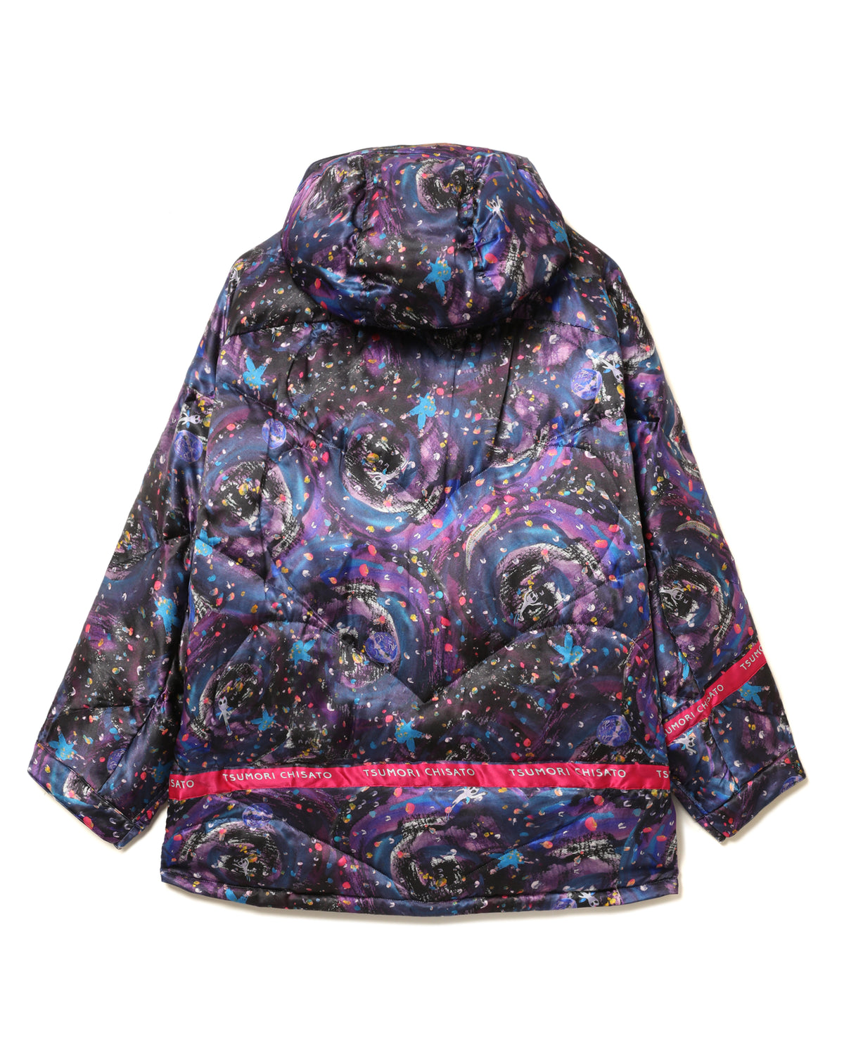 Printed hooded puffer jacket