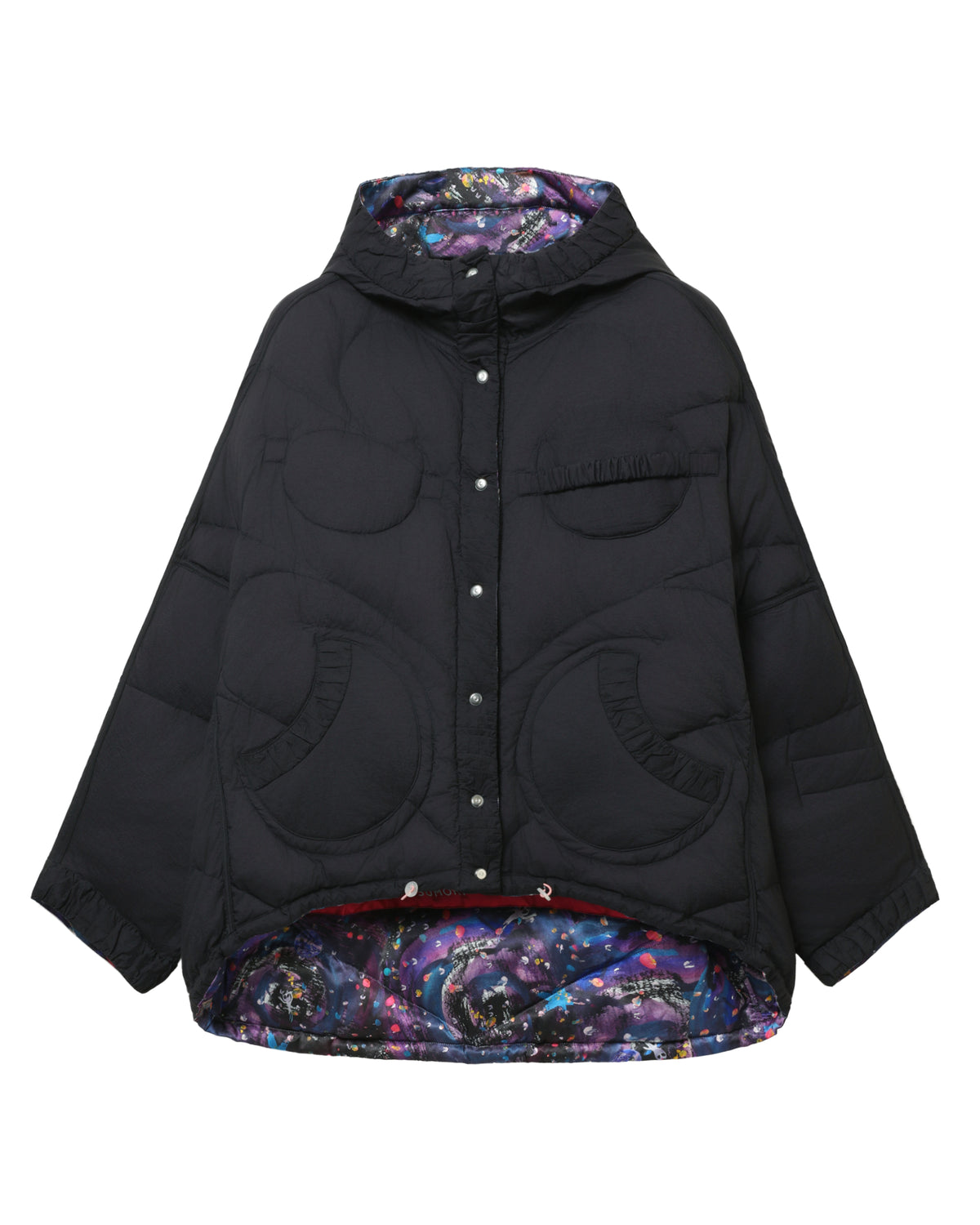 Printed hooded puffer jacket
