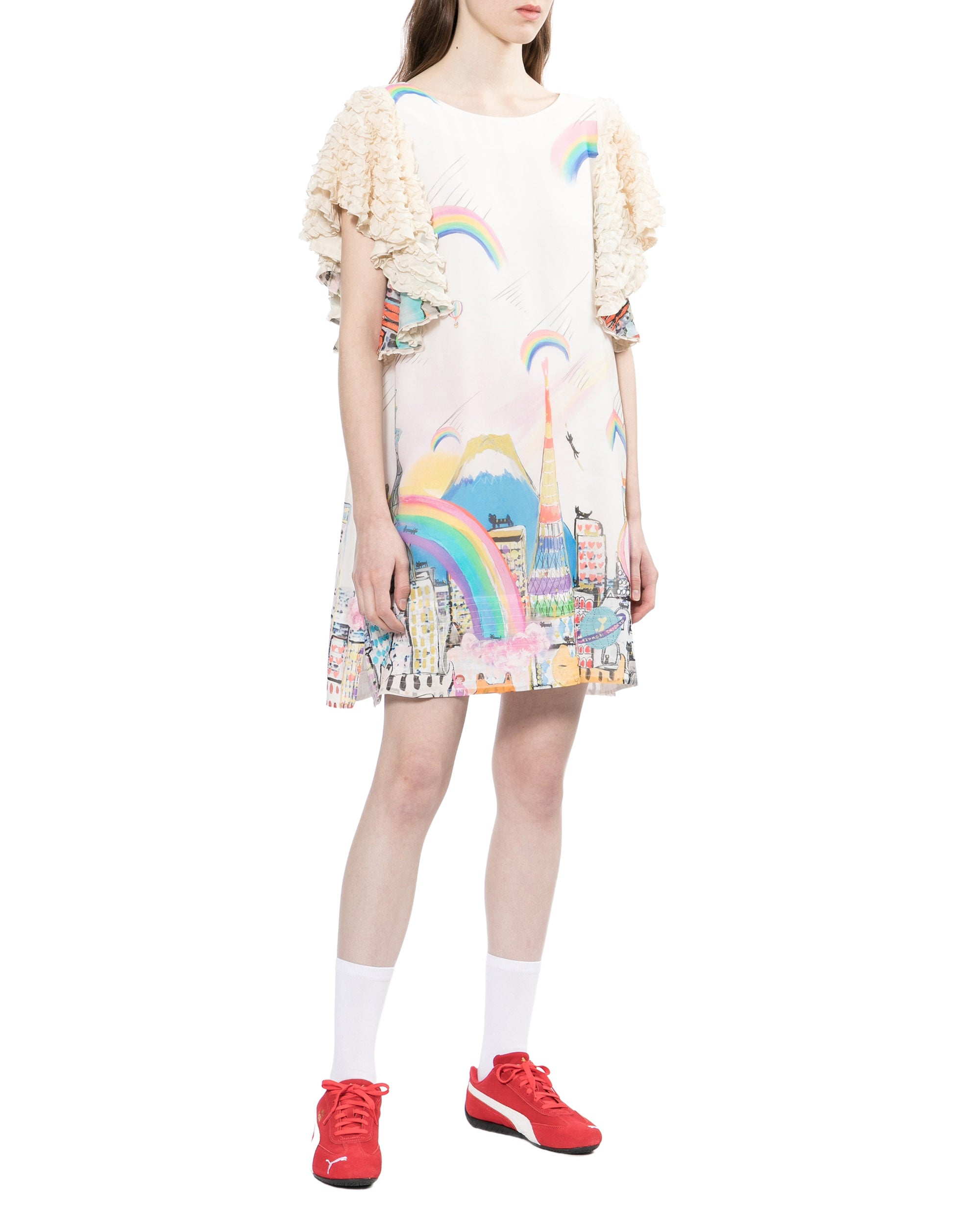 Ruffled short sleeves dress