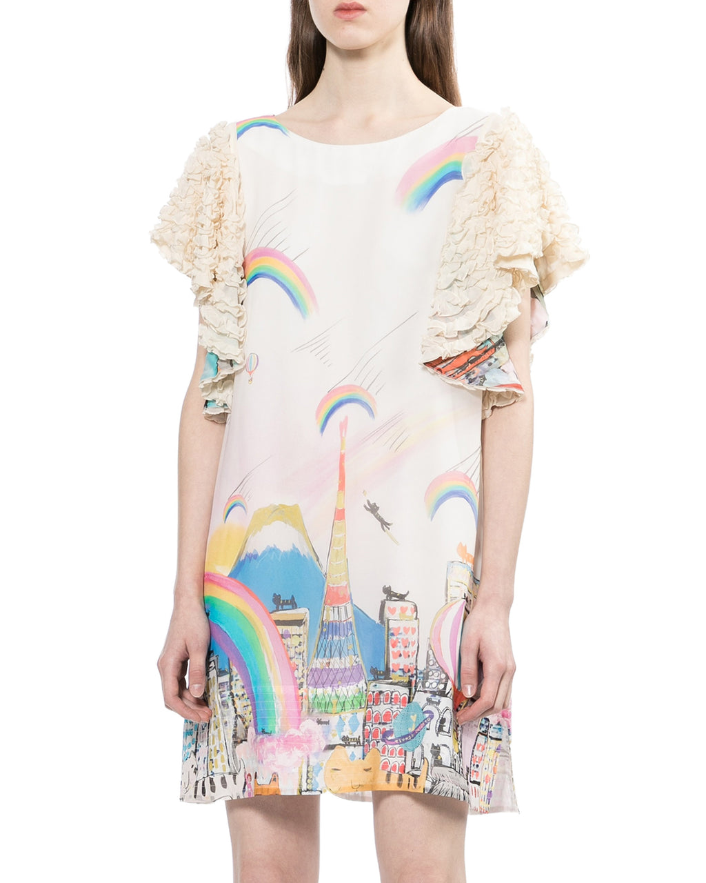 Ruffled short sleeves dress