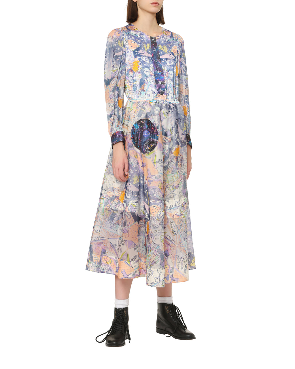 Printed long sleeve dress