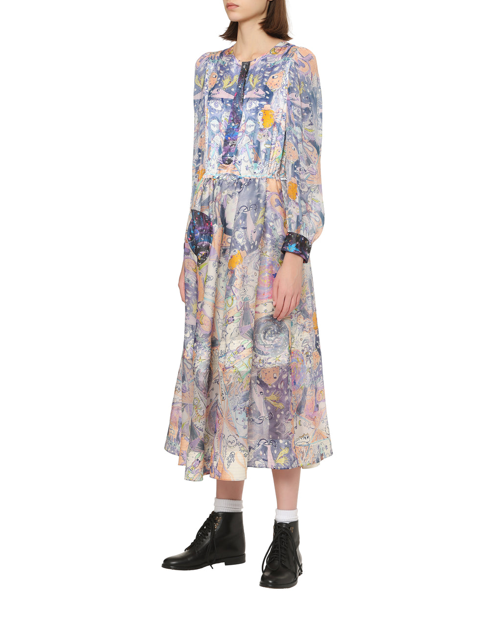 Printed long sleeve dress