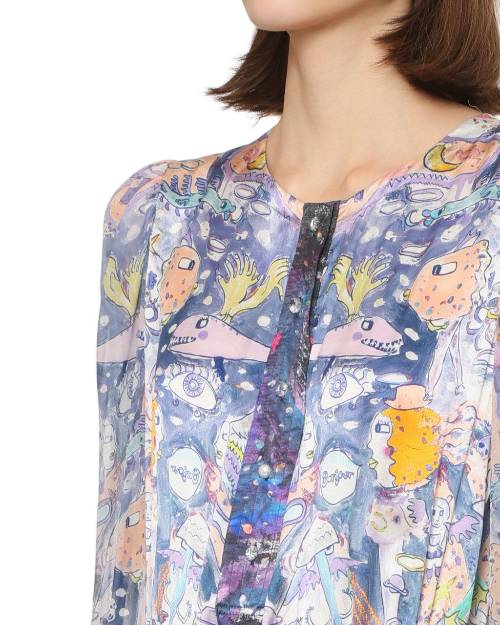 Printed long sleeve dress