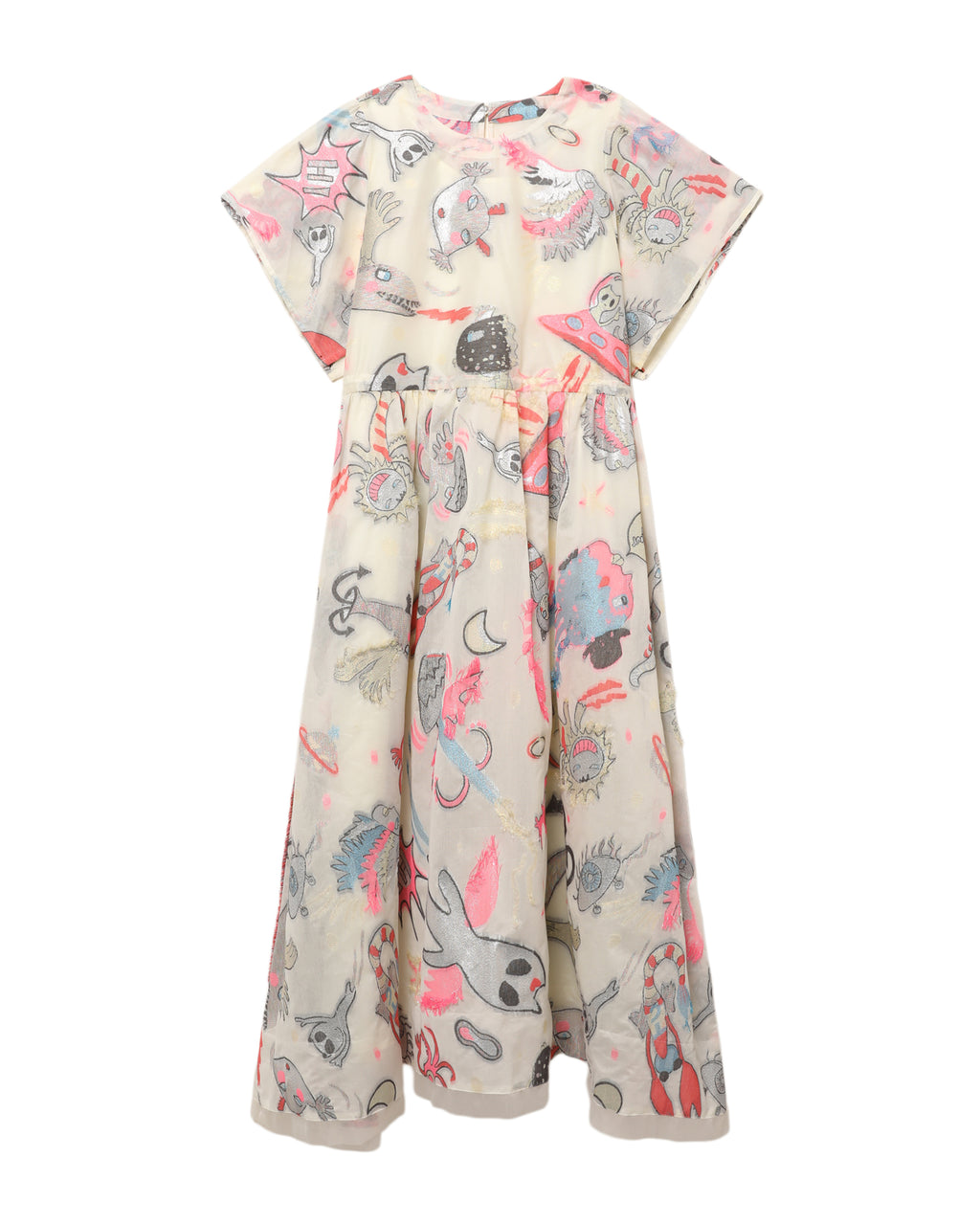 Printed gathered midi dress