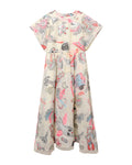 Printed gathered midi dress