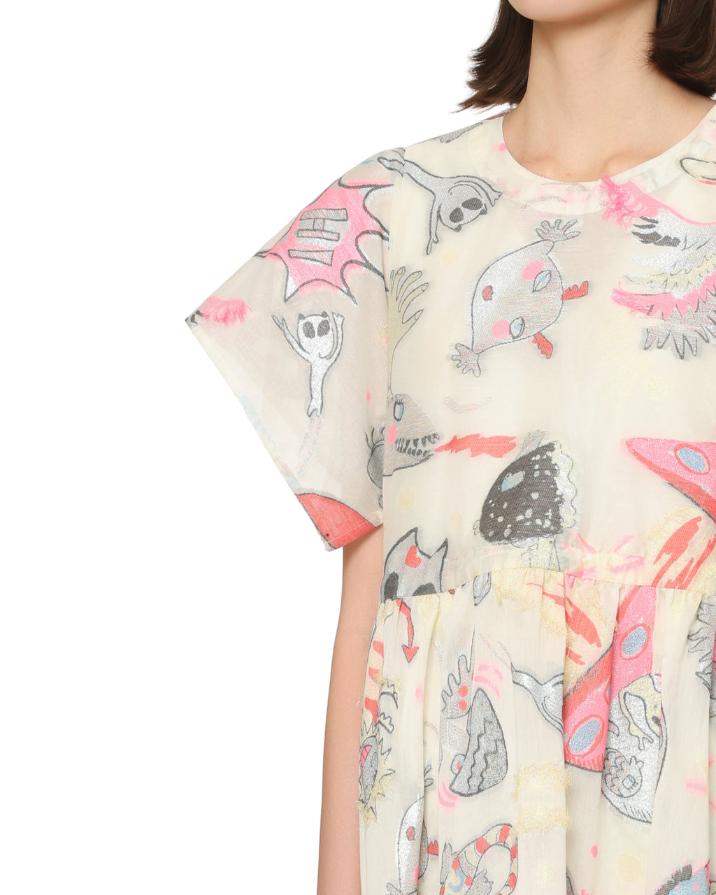 Printed gathered midi dress