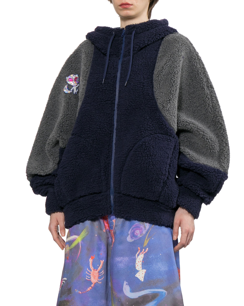 Fleece hooded jacket