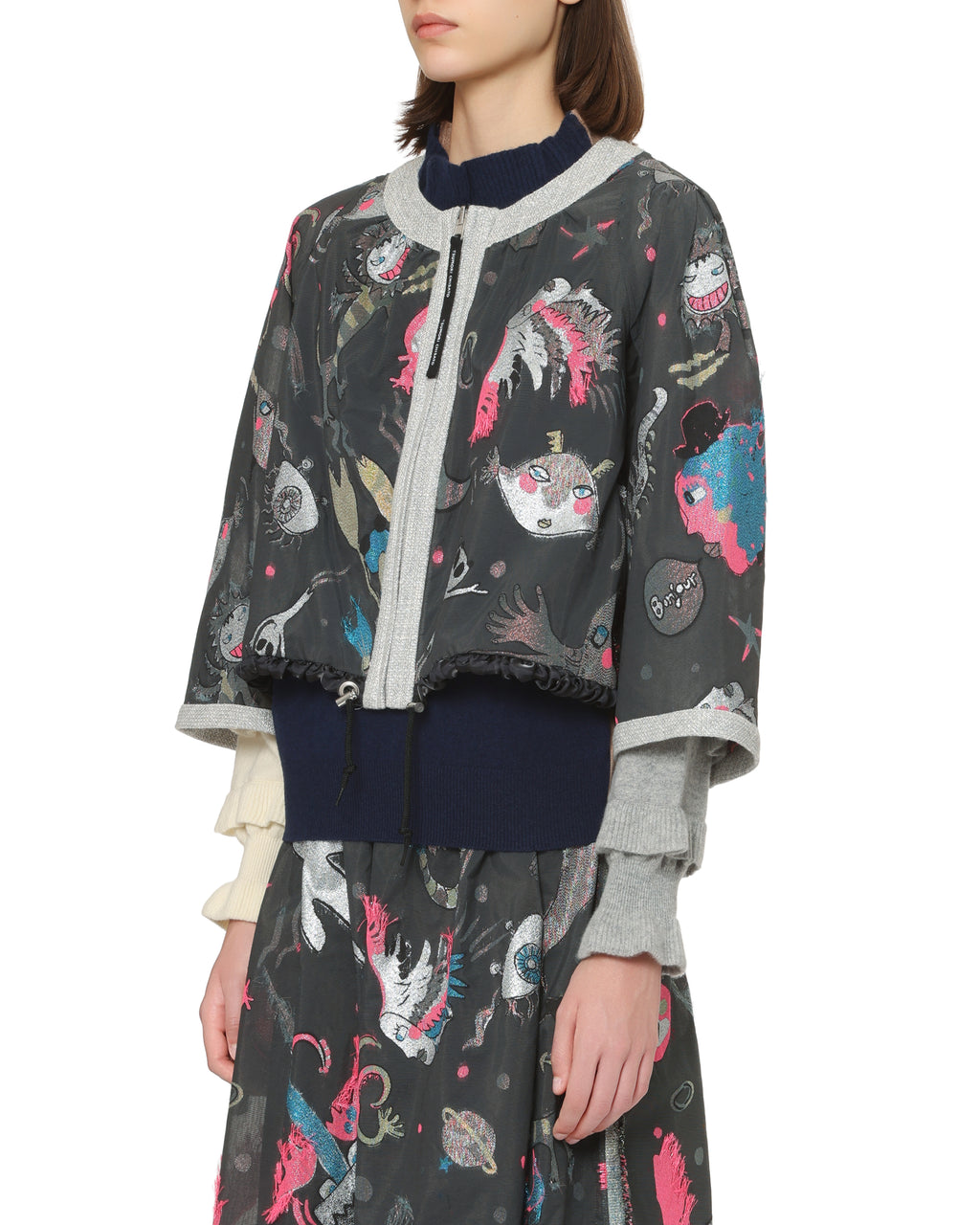 Cartoon print cropped jacket
