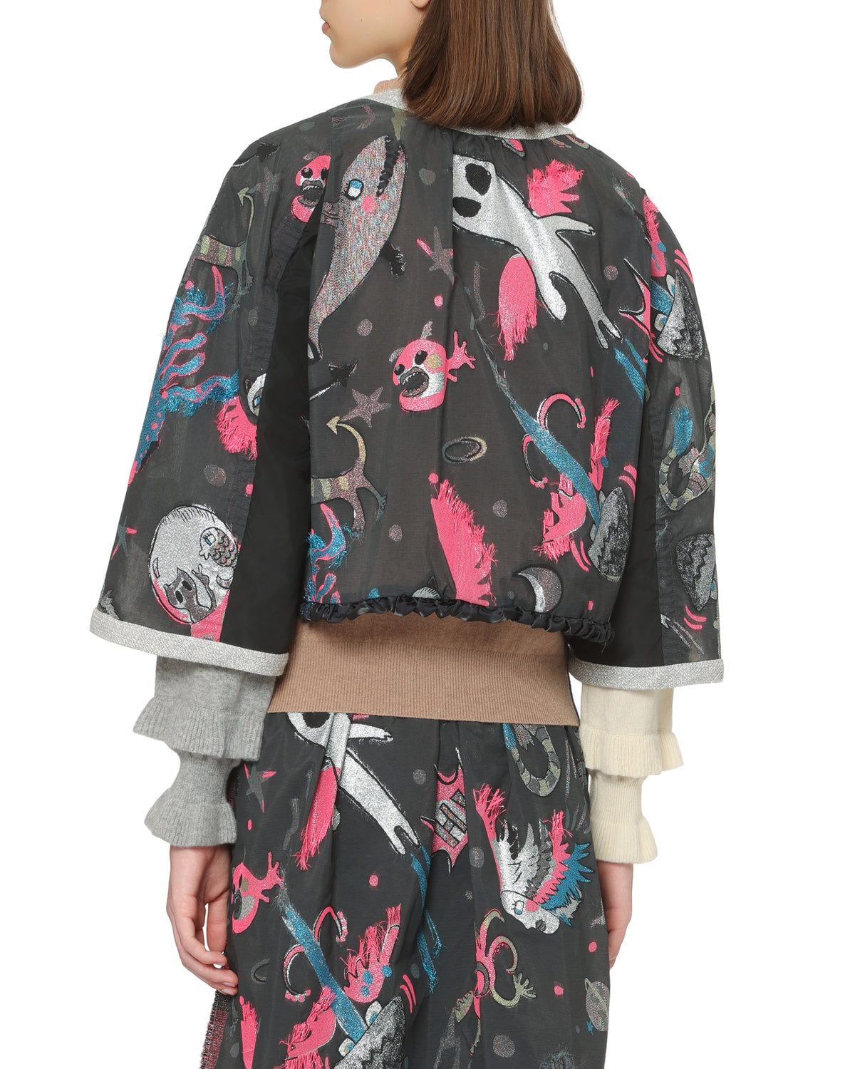 Cartoon print cropped jacket