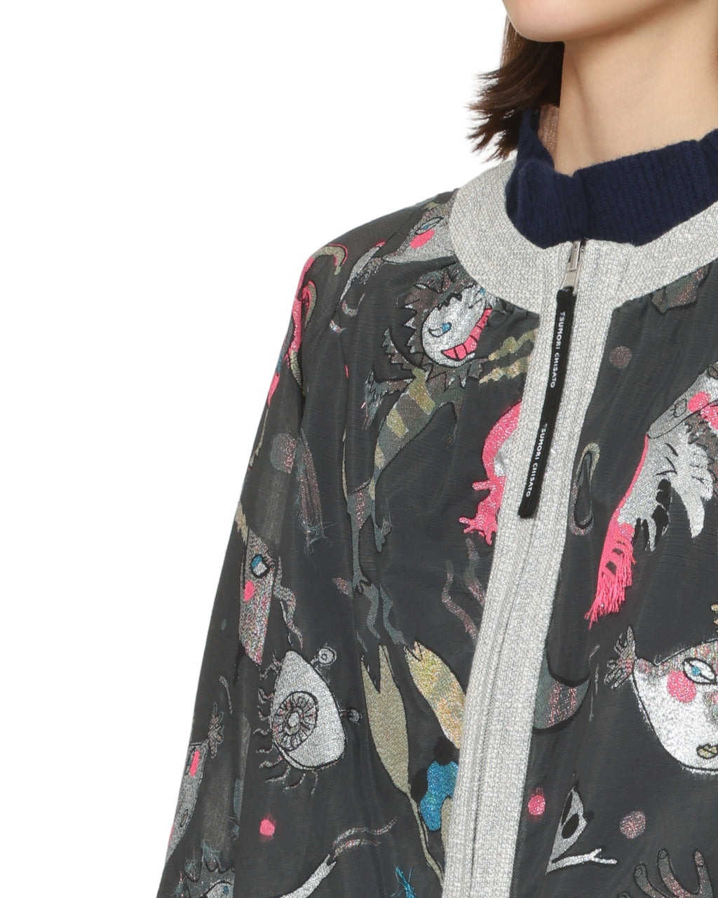 Cartoon print cropped jacket