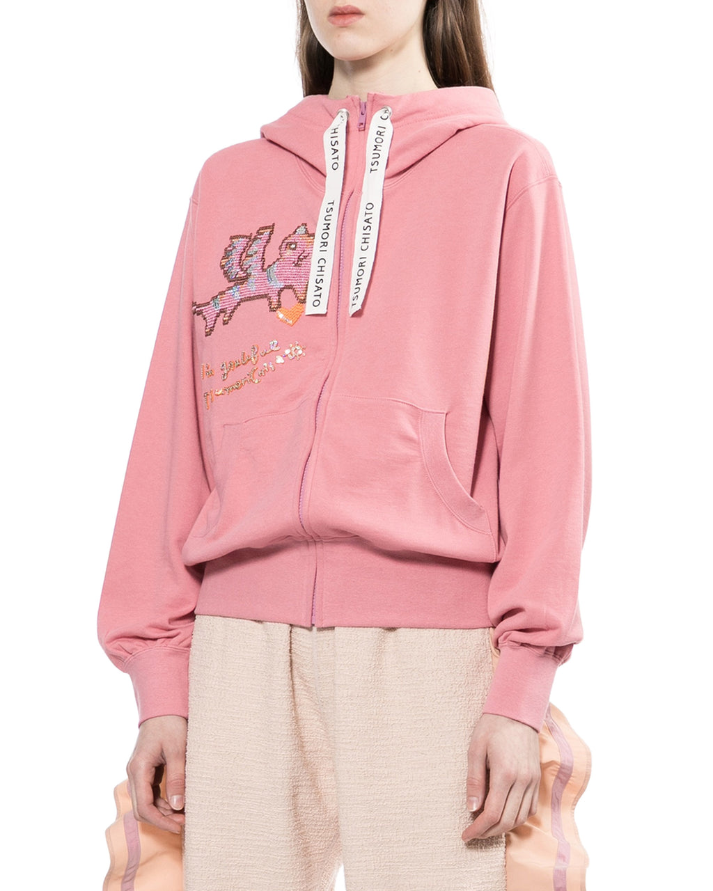 Embroidered embellishment hoodie