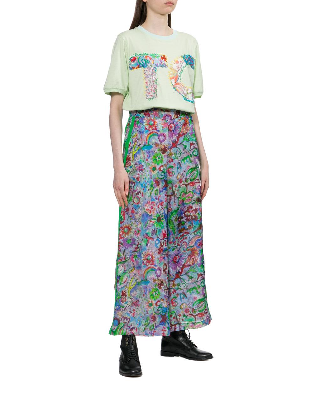 Printed wide leg pants